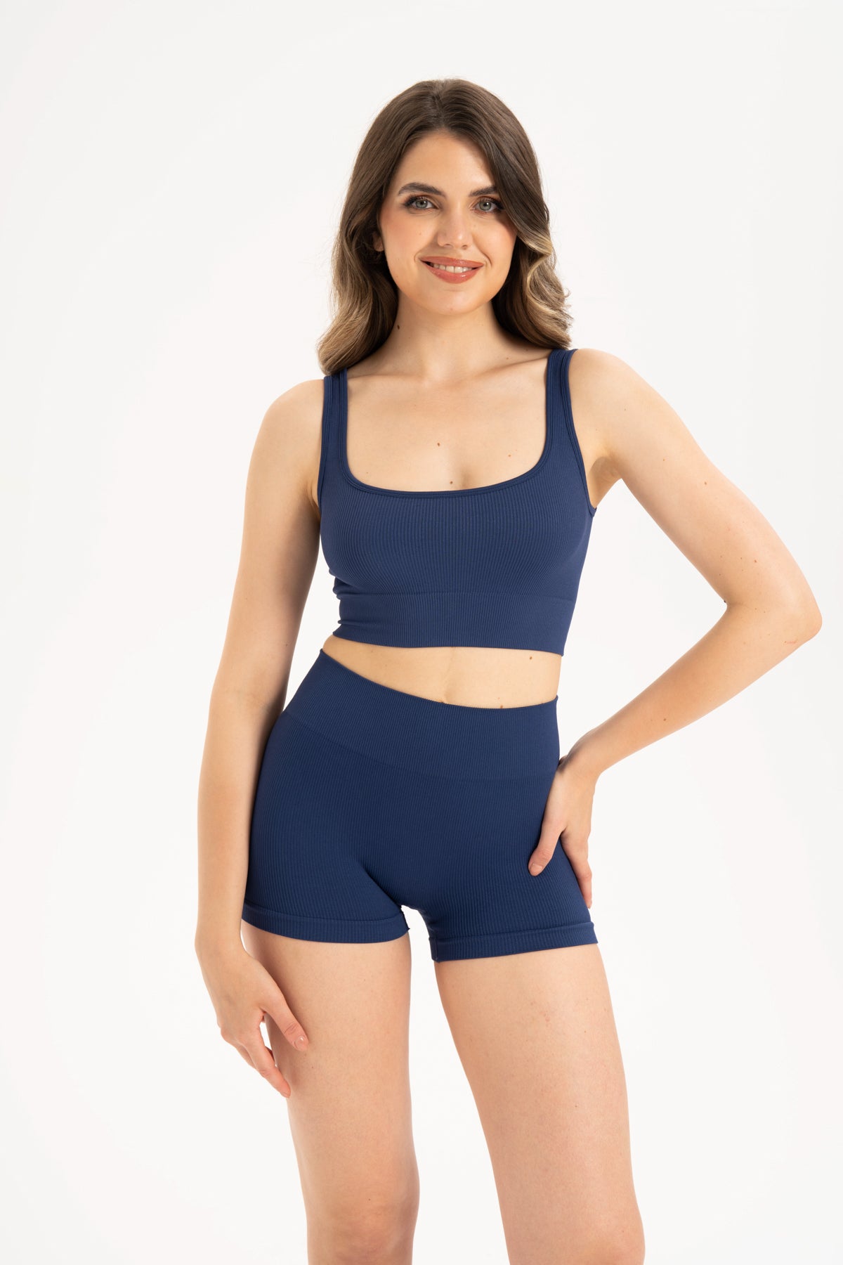 Kalın Askılı Fitilli Dikişsiz Örme Spor Büstiyer 9002