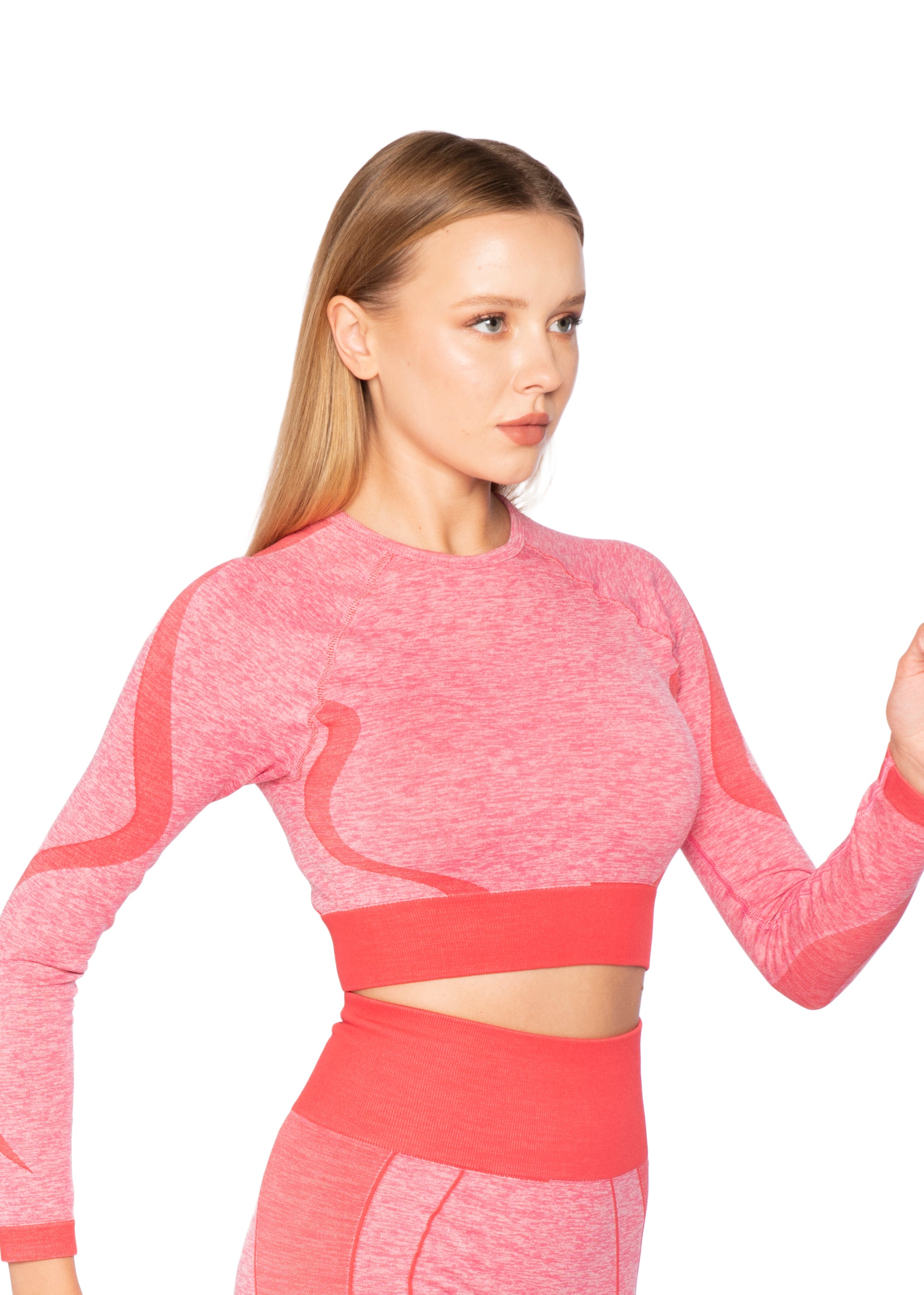 Seamless Melanj Dikişsiz Örme Spor Crop Top 8500