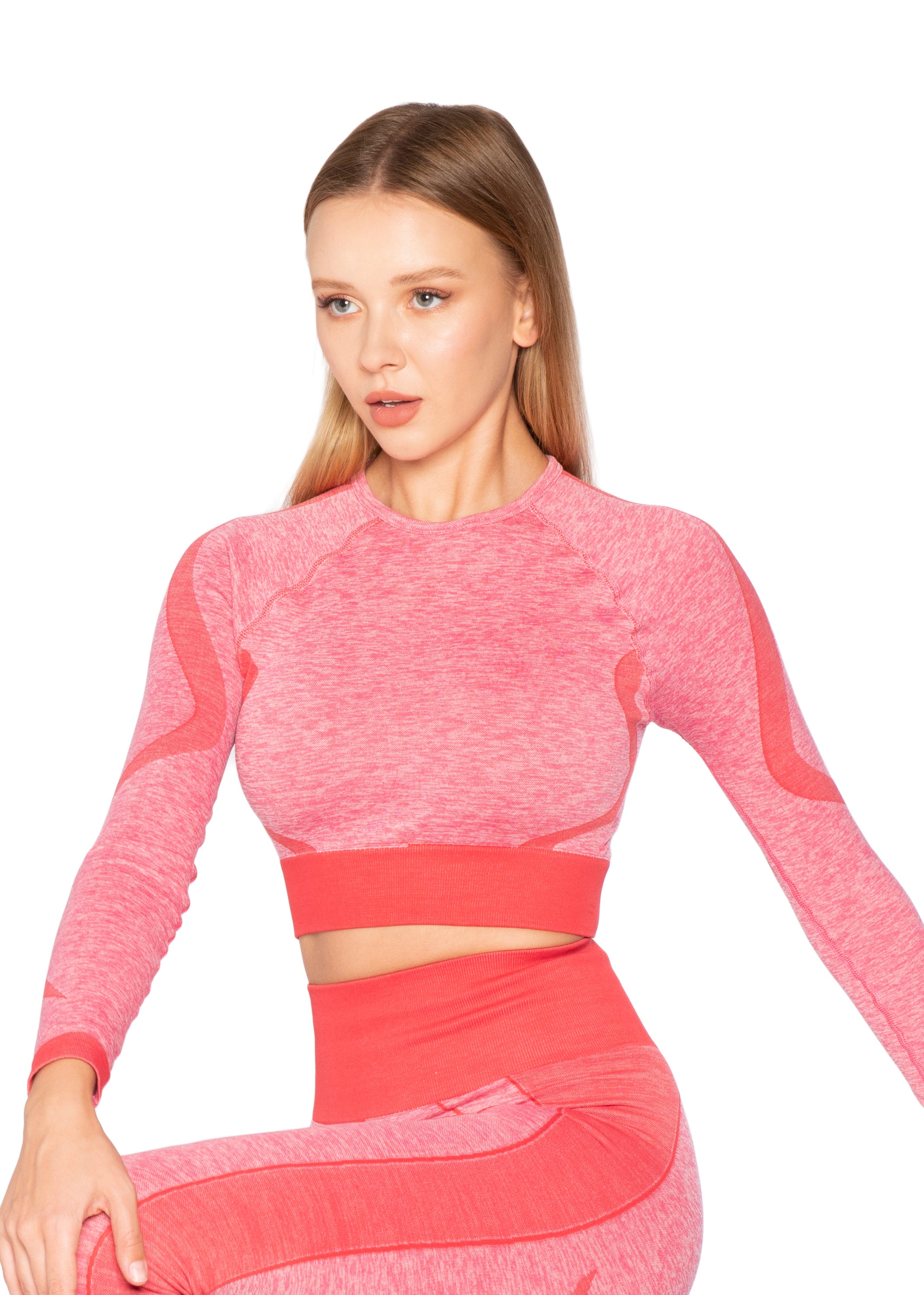 Seamless Melanj Dikişsiz Örme Spor Crop Top 8500