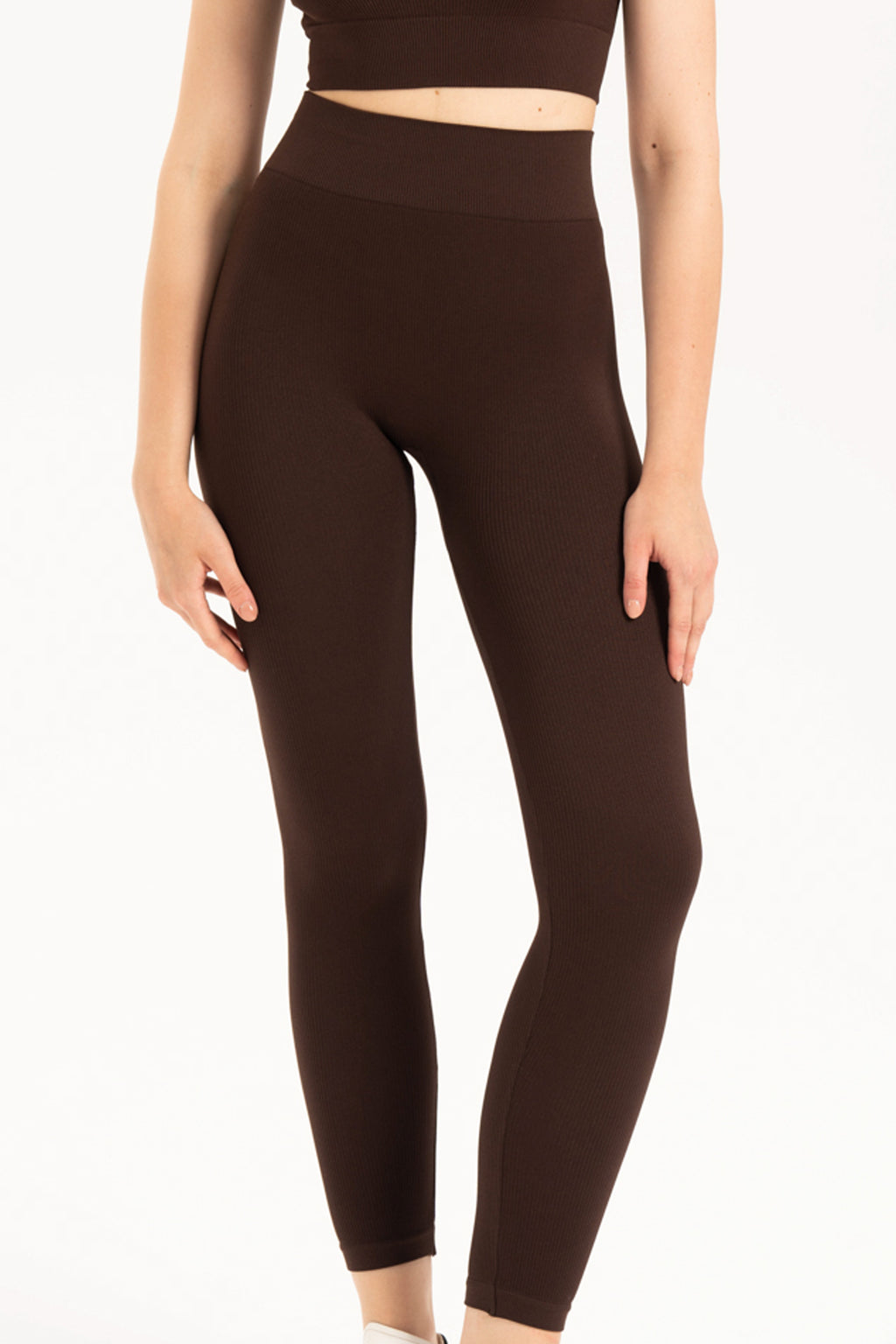 Yüksek Belli Toparlayıcı Fitilli Dikişsiz Örme Spor Tayt 9001