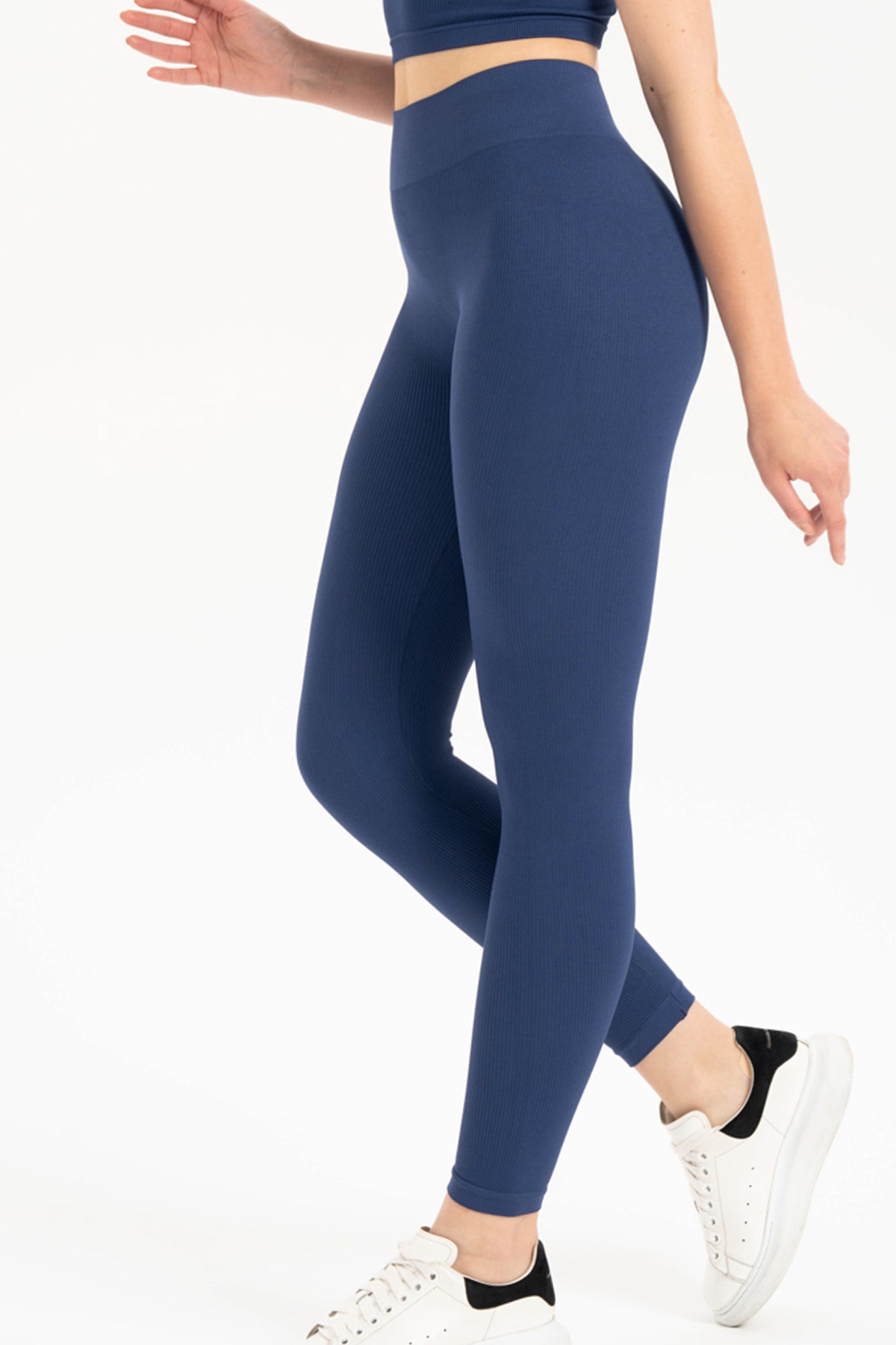 Yüksek Belli Toparlayıcı Fitilli Dikişsiz Örme Spor Tayt 9001