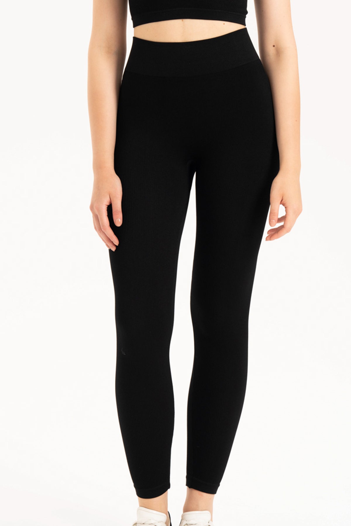 Yüksek Belli Toparlayıcı Fitilli Dikişsiz Örme Spor Tayt 9001