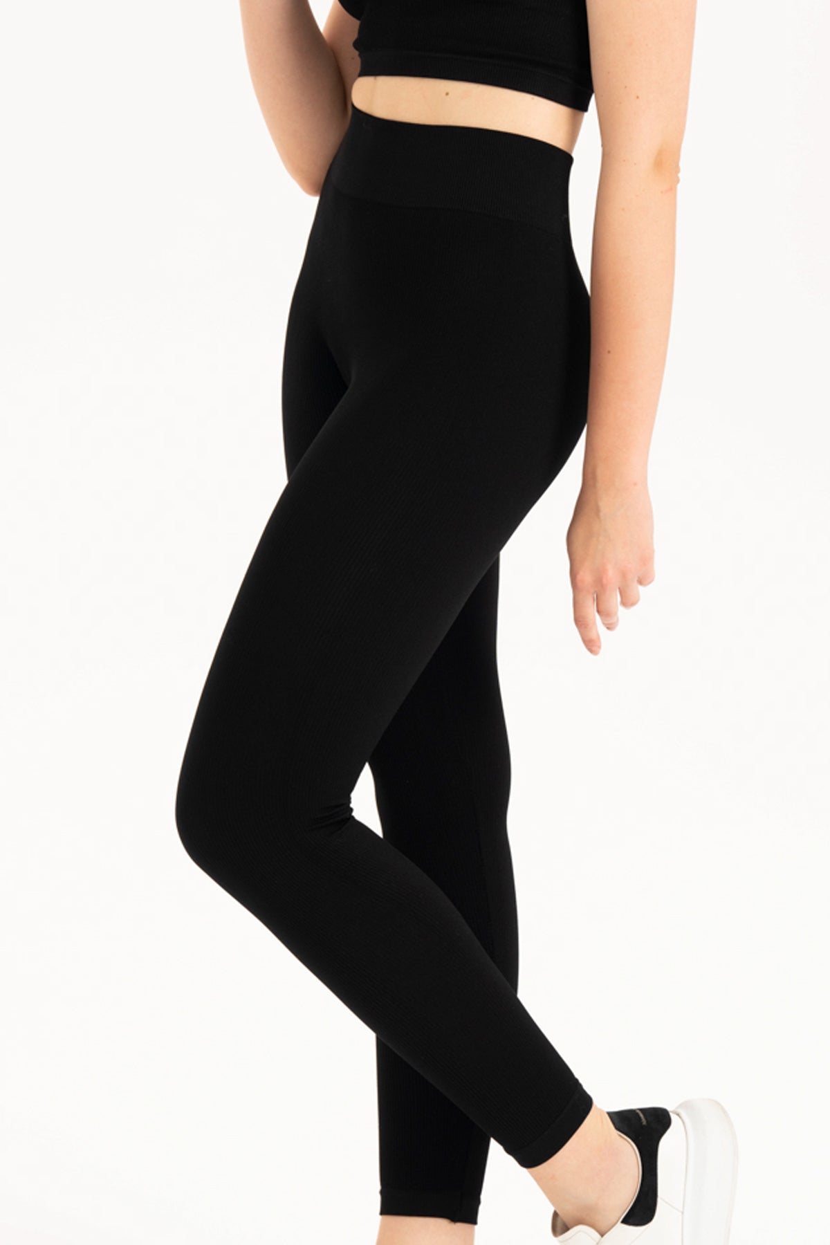 Yüksek Belli Toparlayıcı Fitilli Dikişsiz Örme Spor Tayt 9001