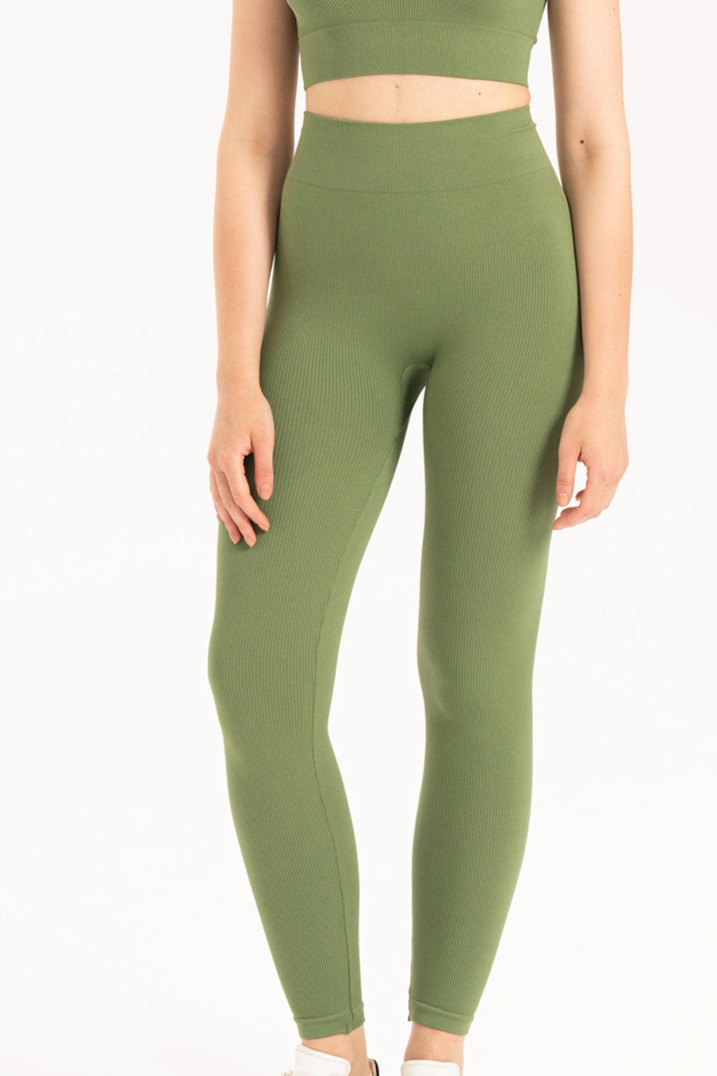 Yüksek Belli Toparlayıcı Fitilli Dikişsiz Örme Spor Tayt 9001