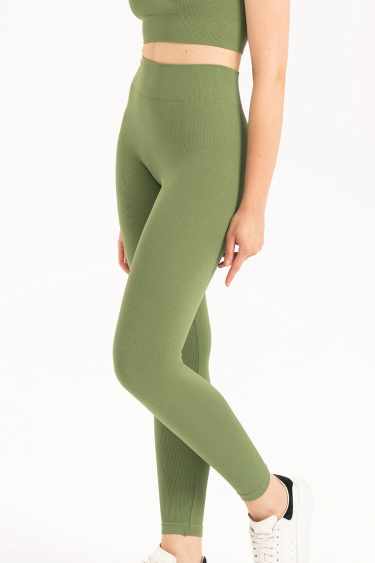 Yüksek Belli Toparlayıcı Fitilli Dikişsiz Örme Spor Tayt 9001