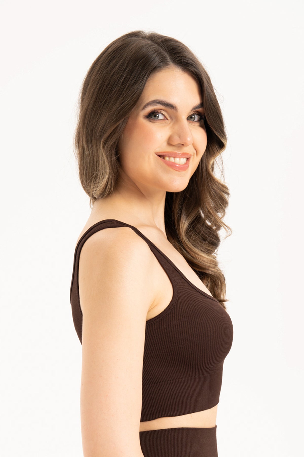 Kalın Askılı Fitilli Dikişsiz Örme Spor Büstiyer 9002