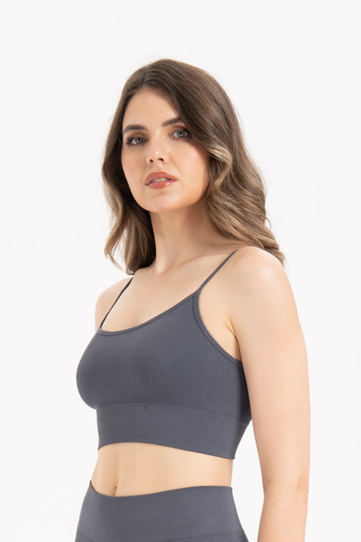 İnce Askılı Fitilli Dikişsiz Örme Spor Büstiyer 9003