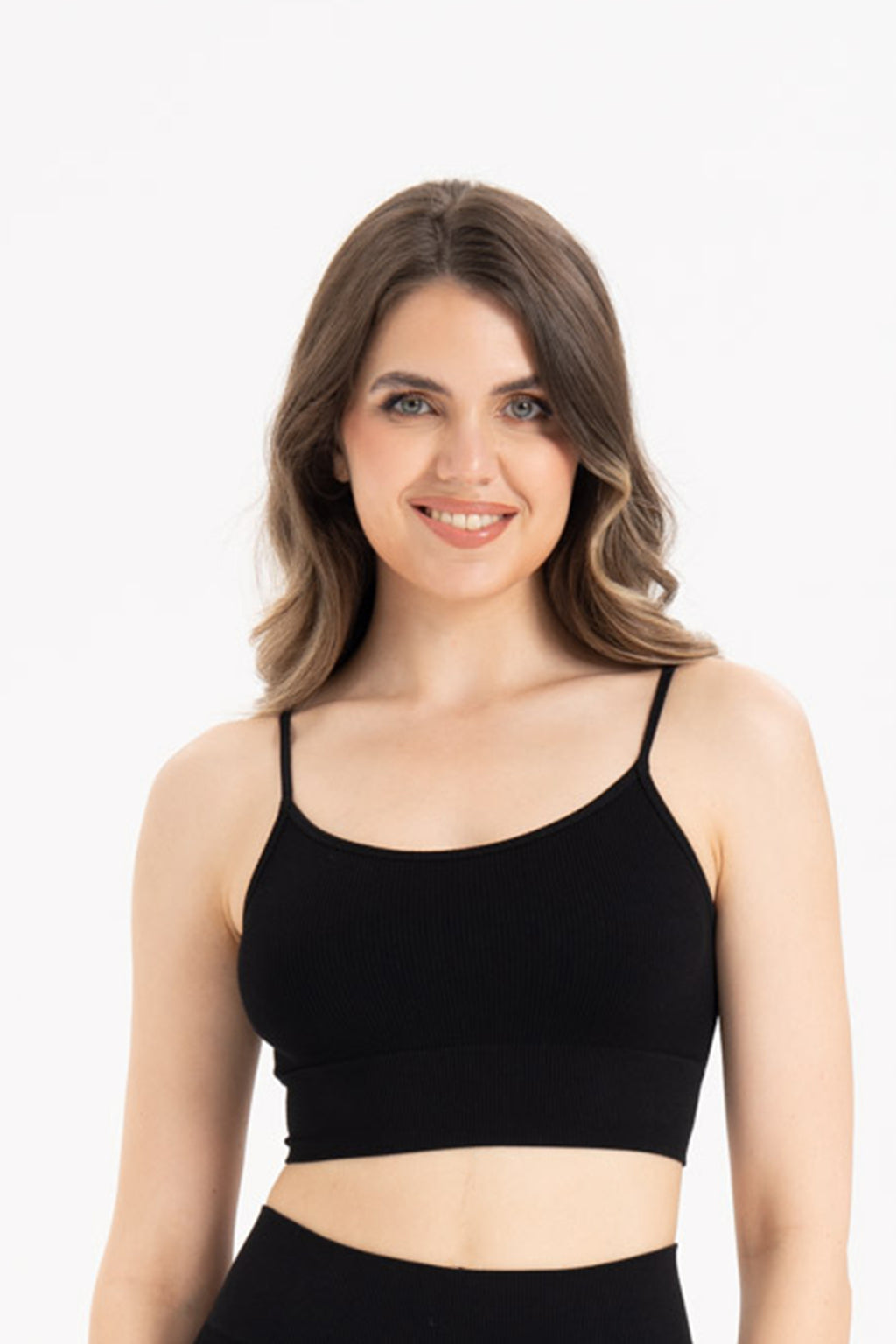 İnce Askılı Fitilli Dikişsiz Örme Spor Büstiyer 9003