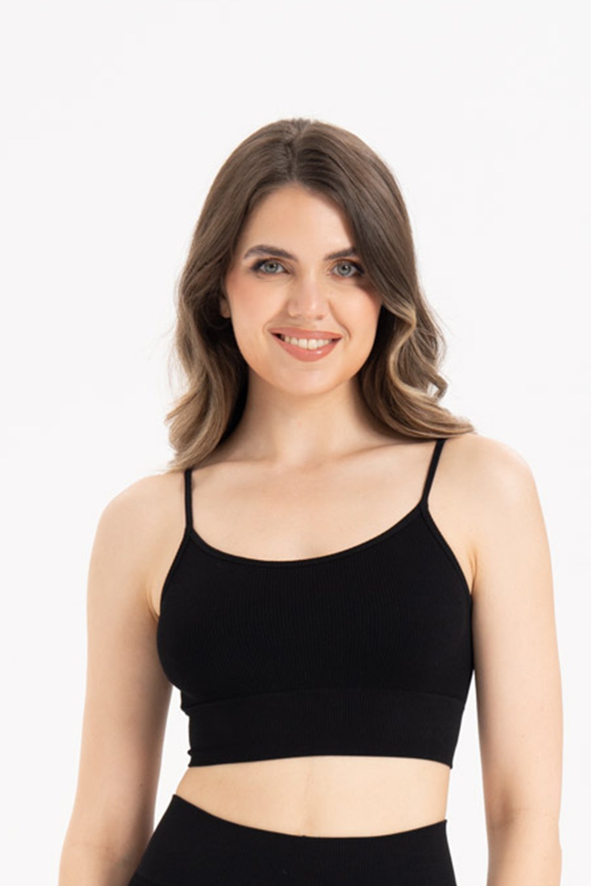 İnce Askılı Fitilli Dikişsiz Örme Spor Büstiyer 9003