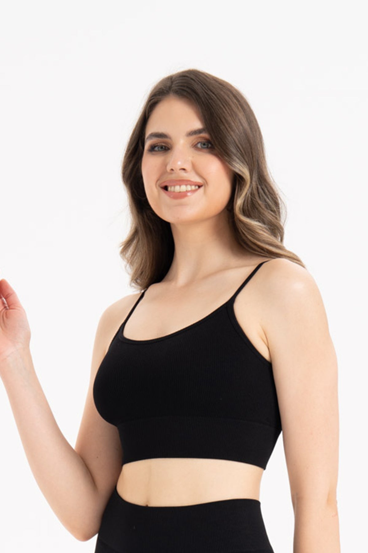 İnce Askılı Fitilli Dikişsiz Örme Spor Büstiyer 9003