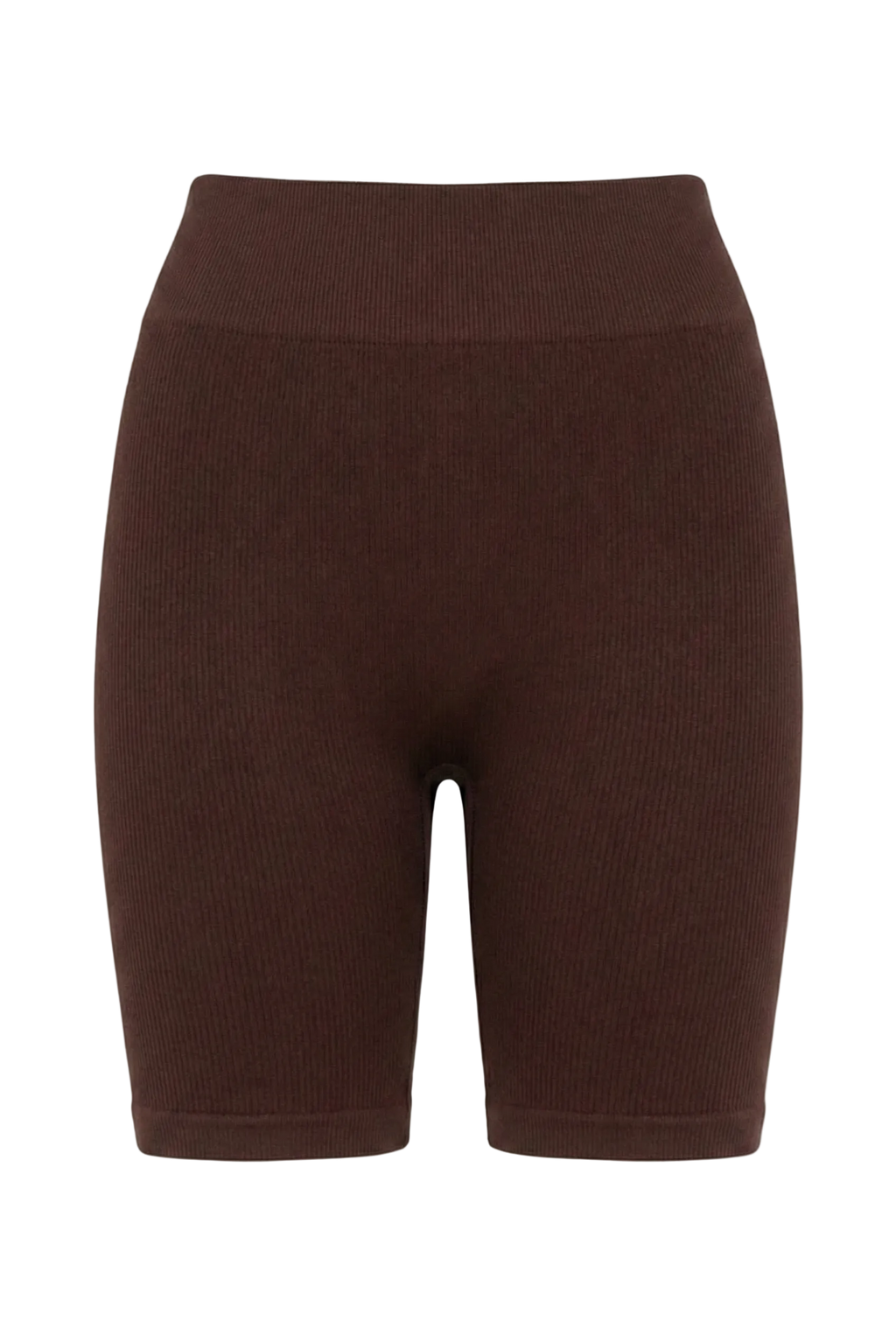 Kadın Dikişsiz Örme Fitilli Orta Boy Biker Şort 9005