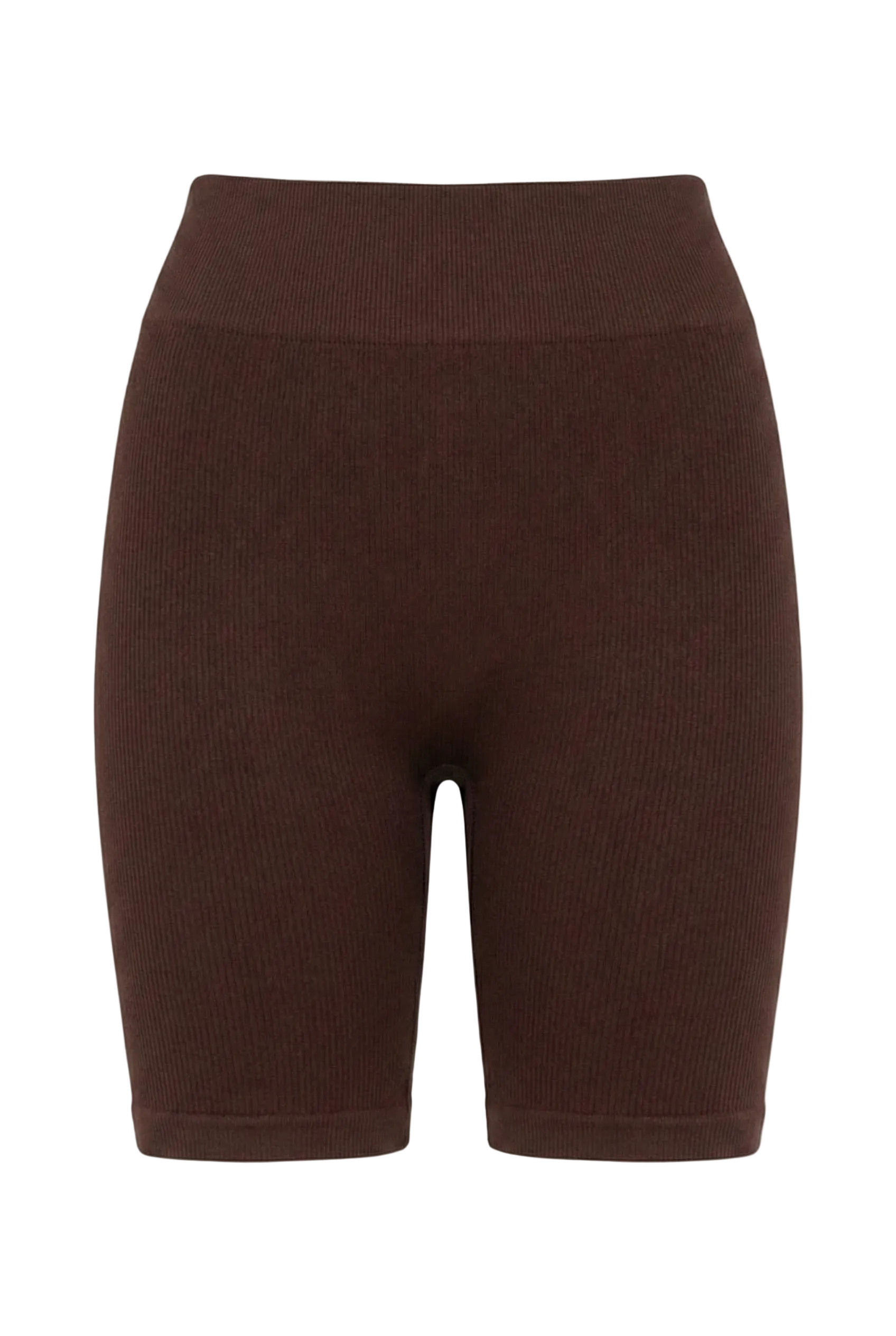 Kadın Dikişsiz Örme Fitilli Orta Boy Biker Şort 9005