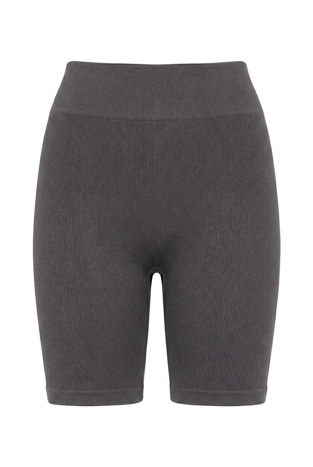 Kadın Dikişsiz Örme Fitilli Orta Boy Biker Şort 9005