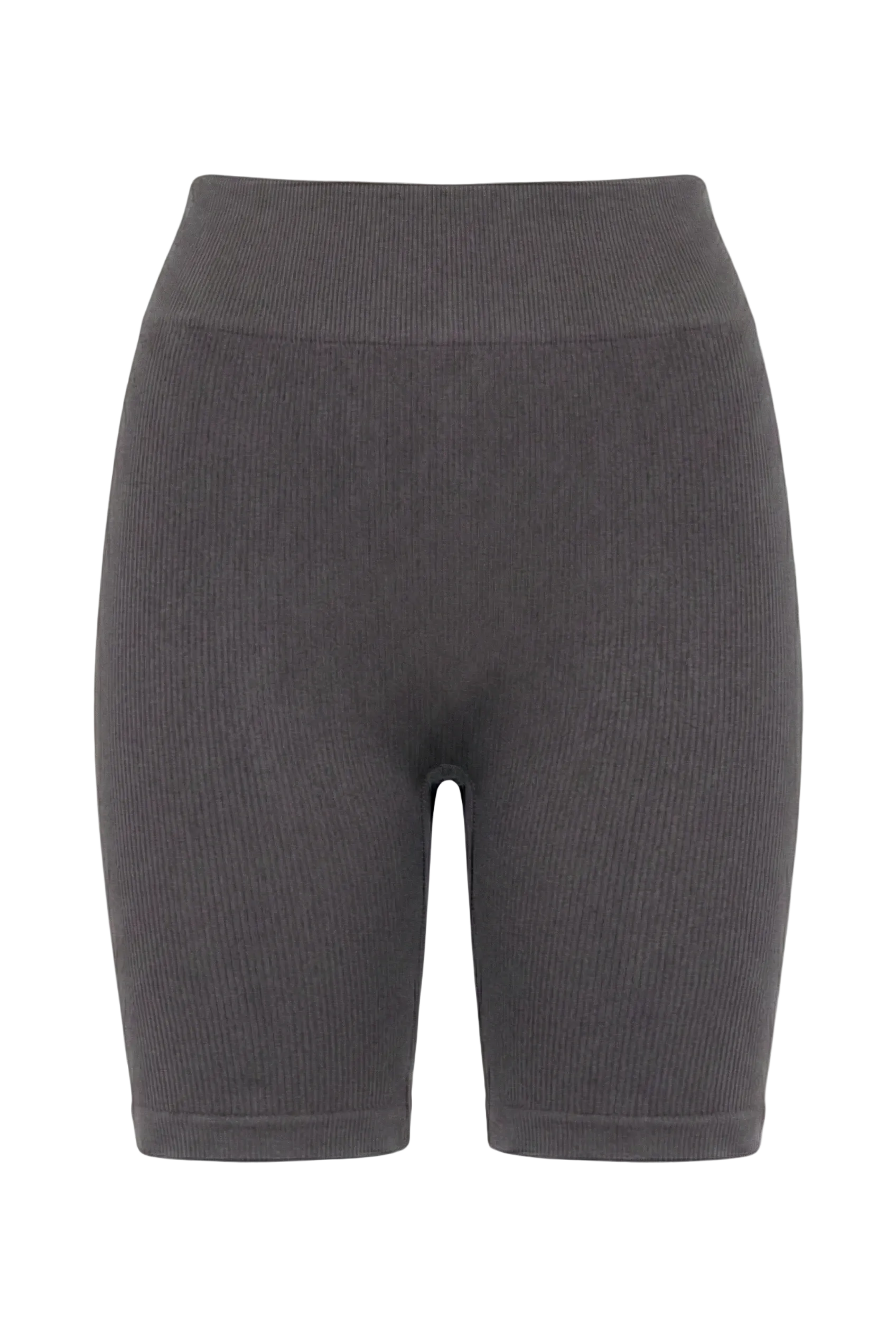 Kadın Dikişsiz Örme Fitilli Orta Boy Biker Şort 9005