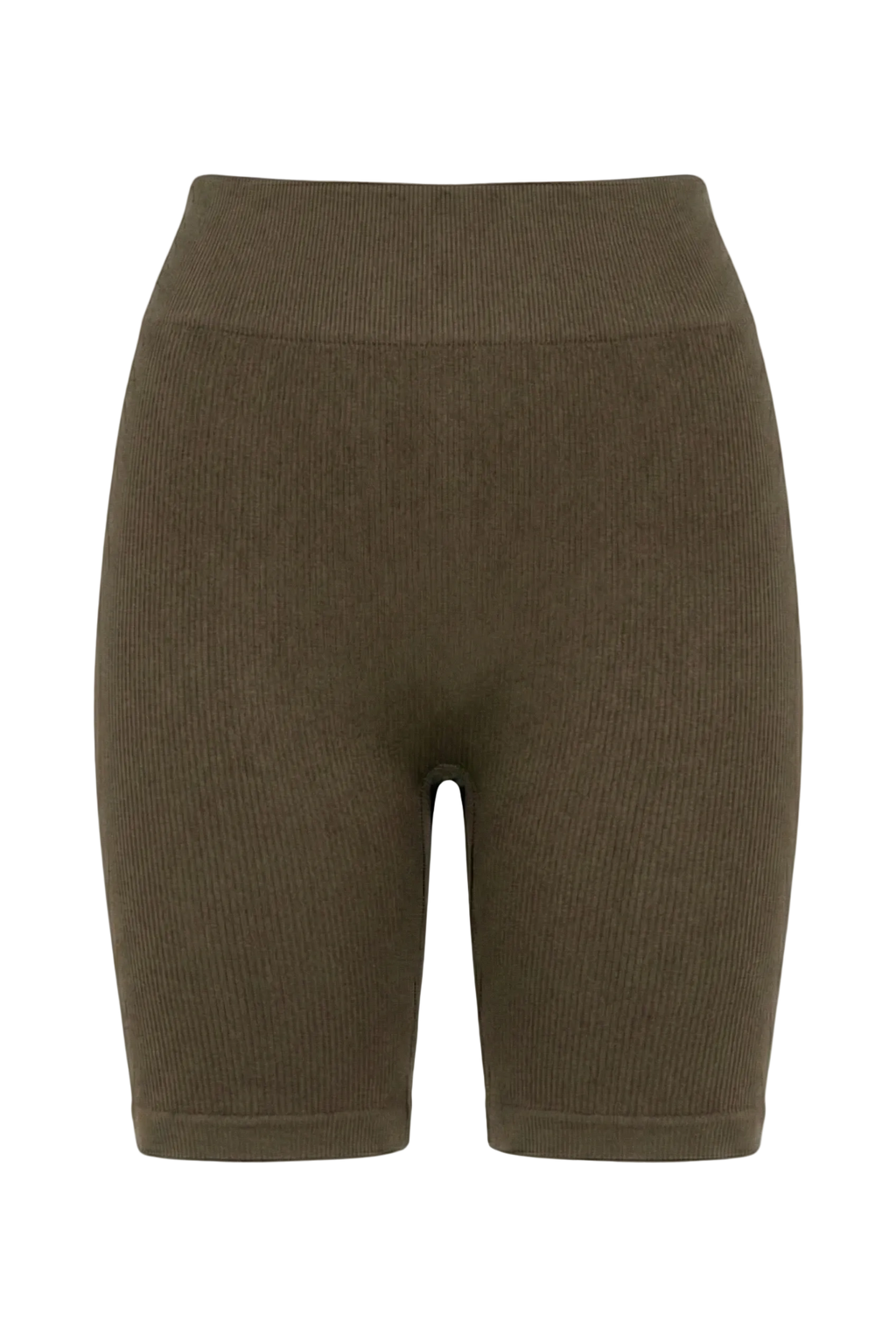 Kadın Dikişsiz Örme Fitilli Orta Boy Biker Şort 9005