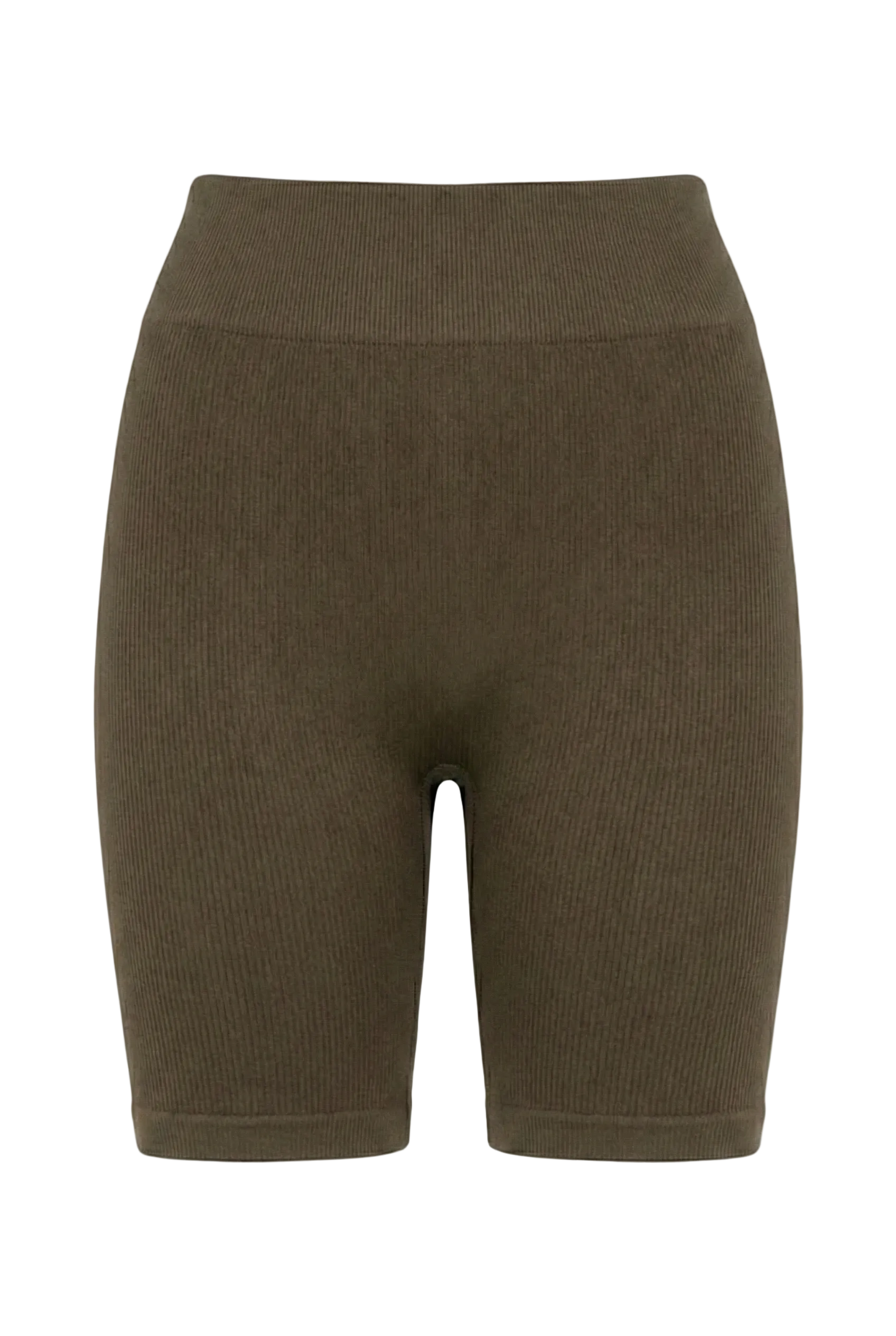 Kadın Dikişsiz Örme Fitilli Orta Boy Biker Şort 9005