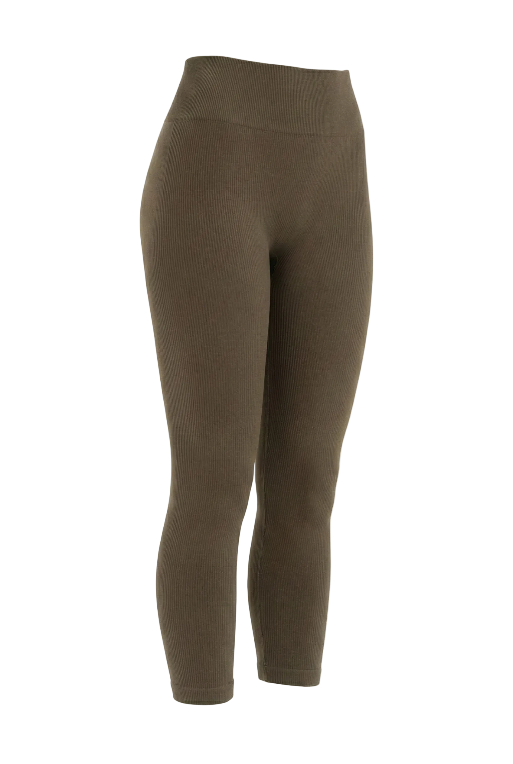 Kadın Dikişsiz Örme Fitilli Kapri Kısa Tayt 9006