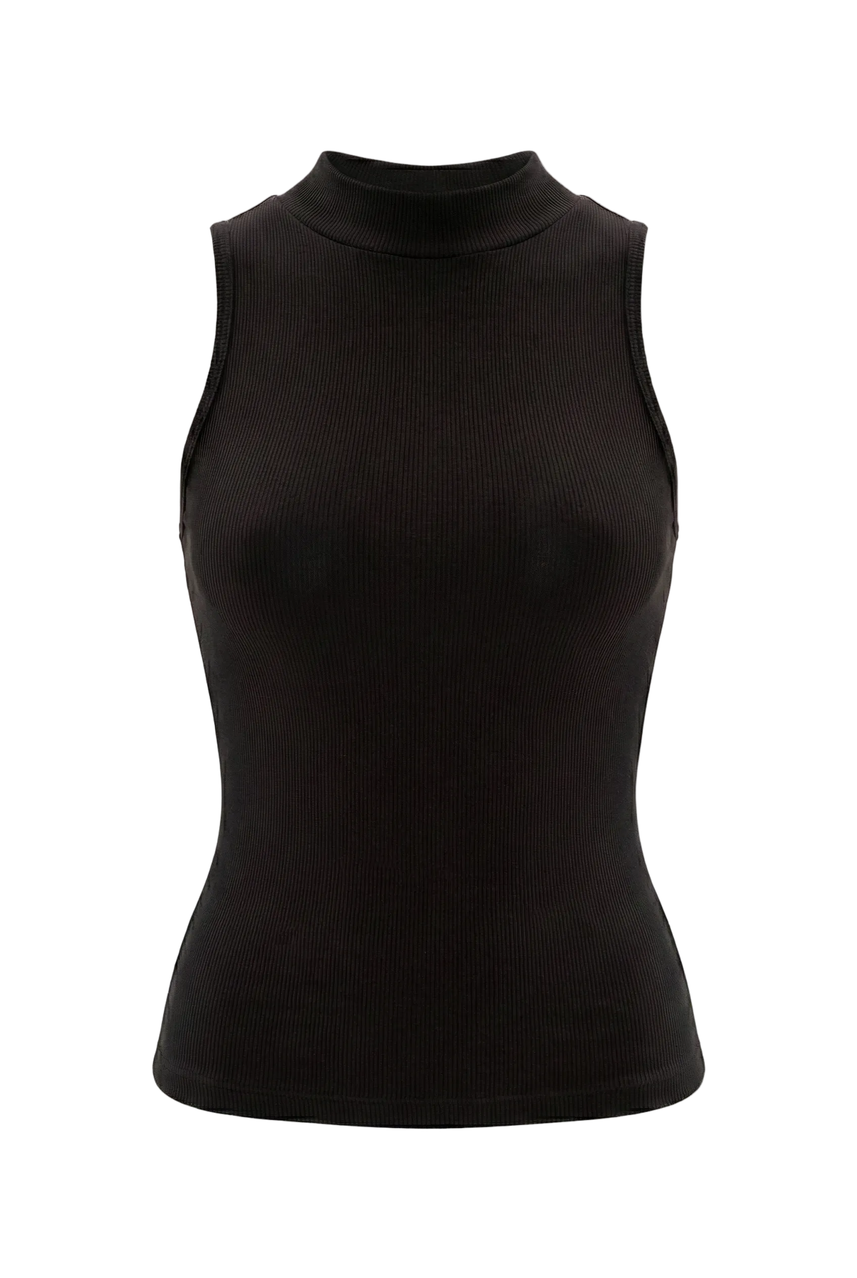 Kadın Dikişsiz Örme Fitilli Kolsuz Boğazlı Bluz 9007