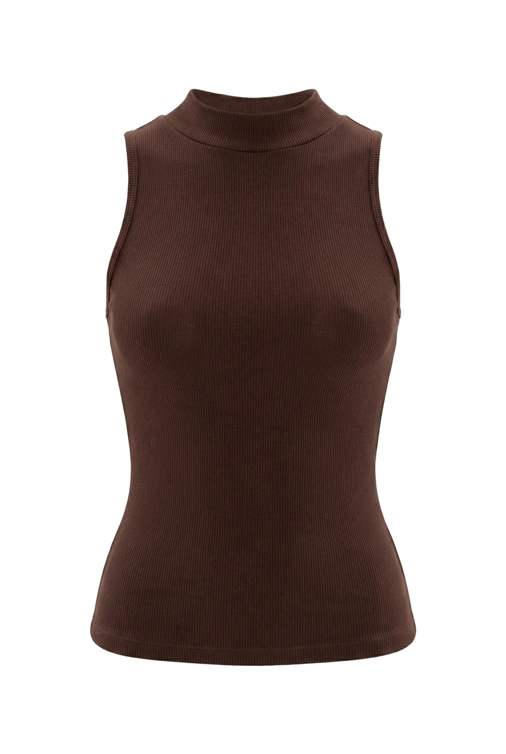 Kadın Dikişsiz Örme Fitilli Kolsuz Boğazlı Bluz 9007