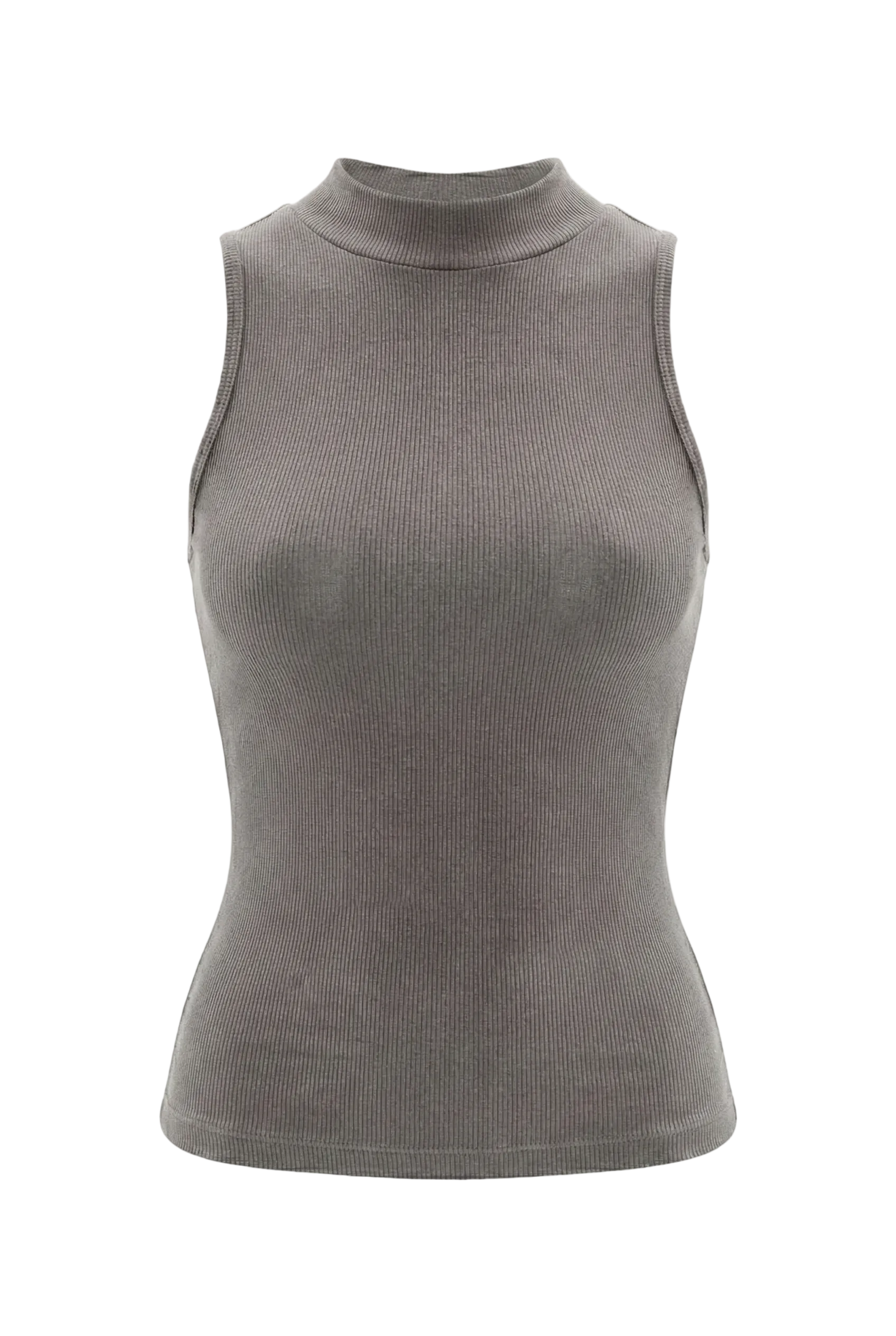 Kadın Dikişsiz Örme Fitilli Kolsuz Boğazlı Bluz 9007