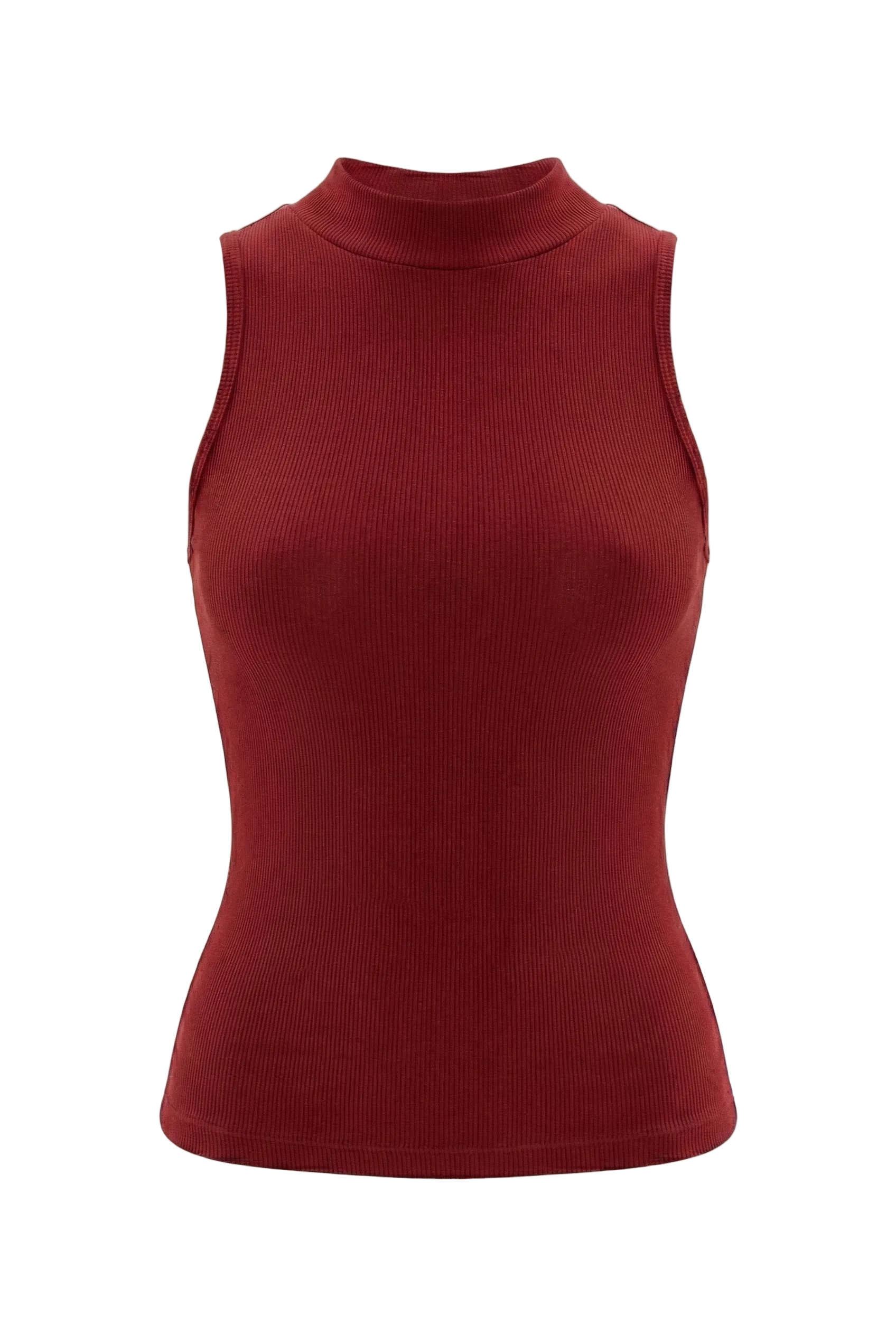 Kadın Dikişsiz Örme Fitilli Kolsuz Boğazlı Bluz 9007