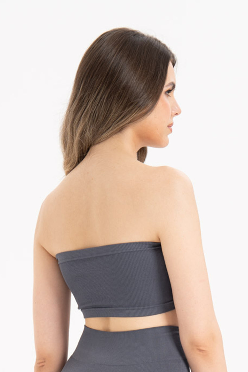 Kadın Dikişsiz Örme Fitilli Strapless Büstiyer 9008