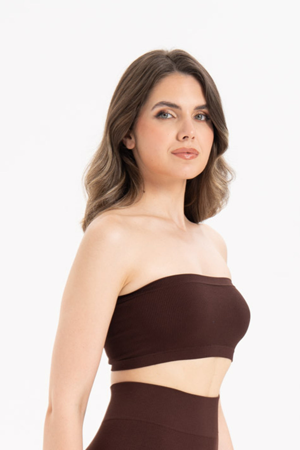 Kadın Dikişsiz Örme Fitilli Strapless Büstiyer 9008