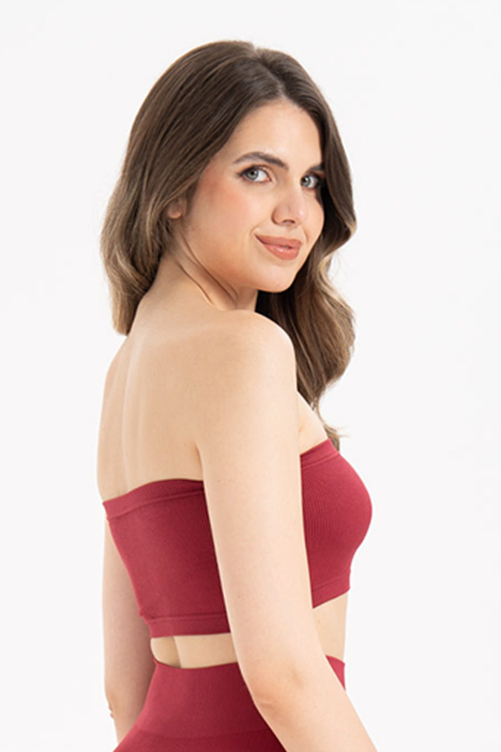 Kadın Dikişsiz Örme Fitilli Strapless Büstiyer 9008