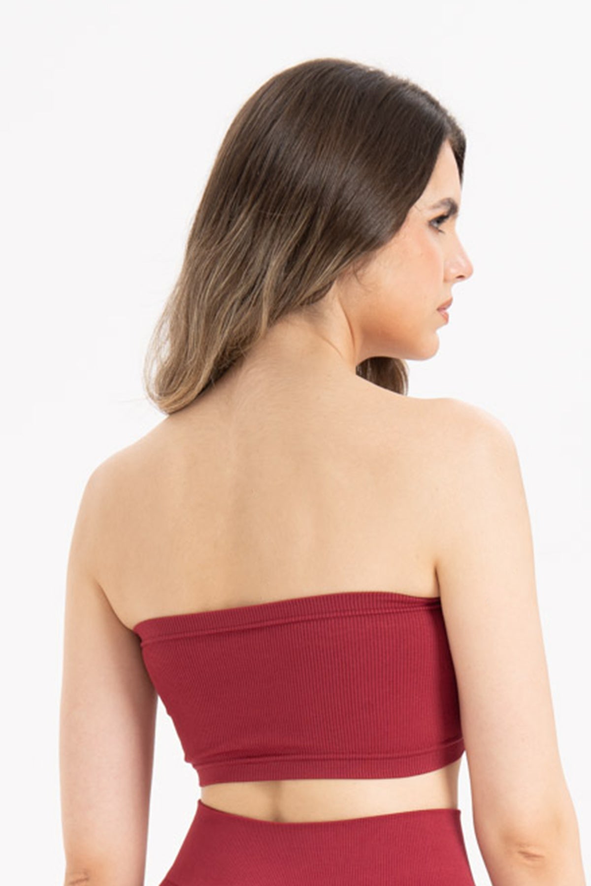 Kadın Dikişsiz Örme Fitilli Strapless Büstiyer 9008