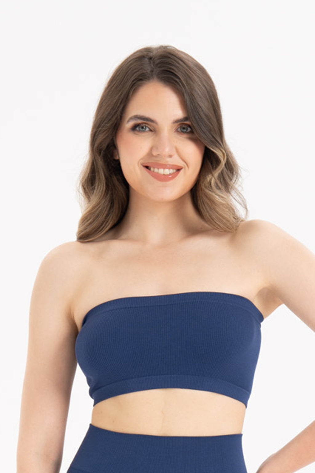 Kadın Dikişsiz Örme Fitilli Strapless Büstiyer 9008