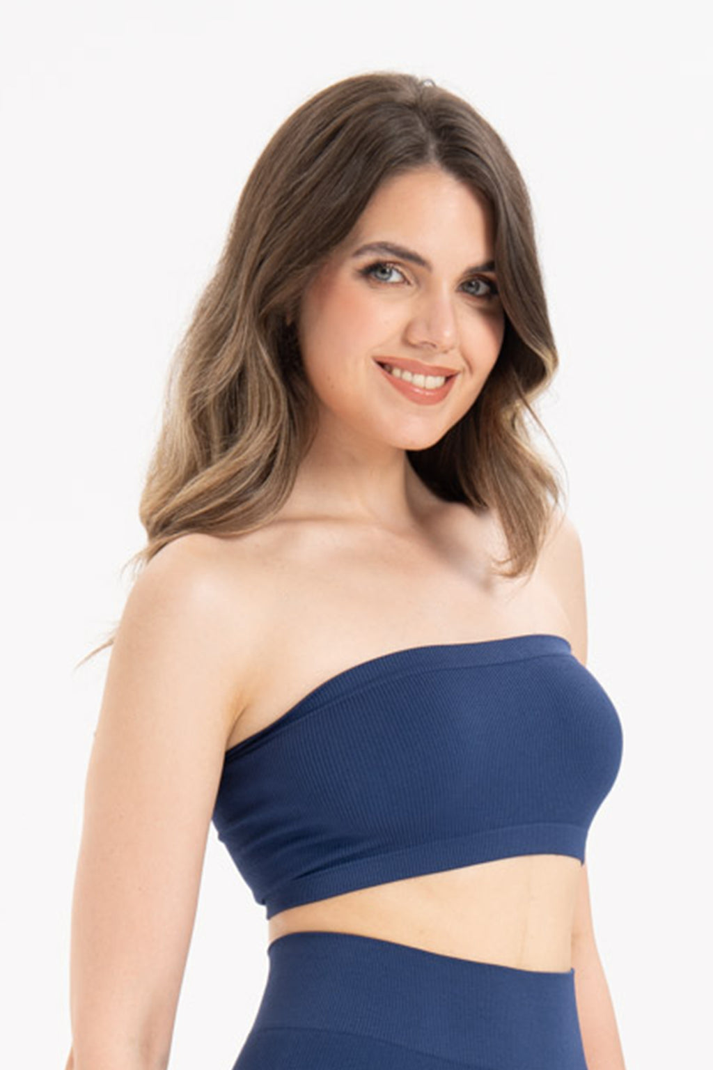 Kadın Dikişsiz Örme Fitilli Strapless Büstiyer 9008