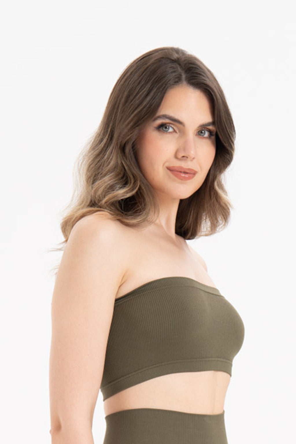 Kadın Dikişsiz Örme Fitilli Strapless Büstiyer 9008