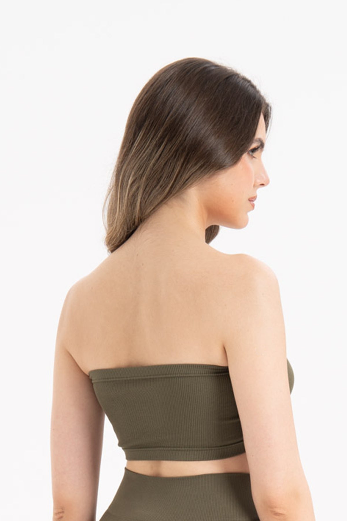 Kadın Dikişsiz Örme Fitilli Strapless Büstiyer 9008