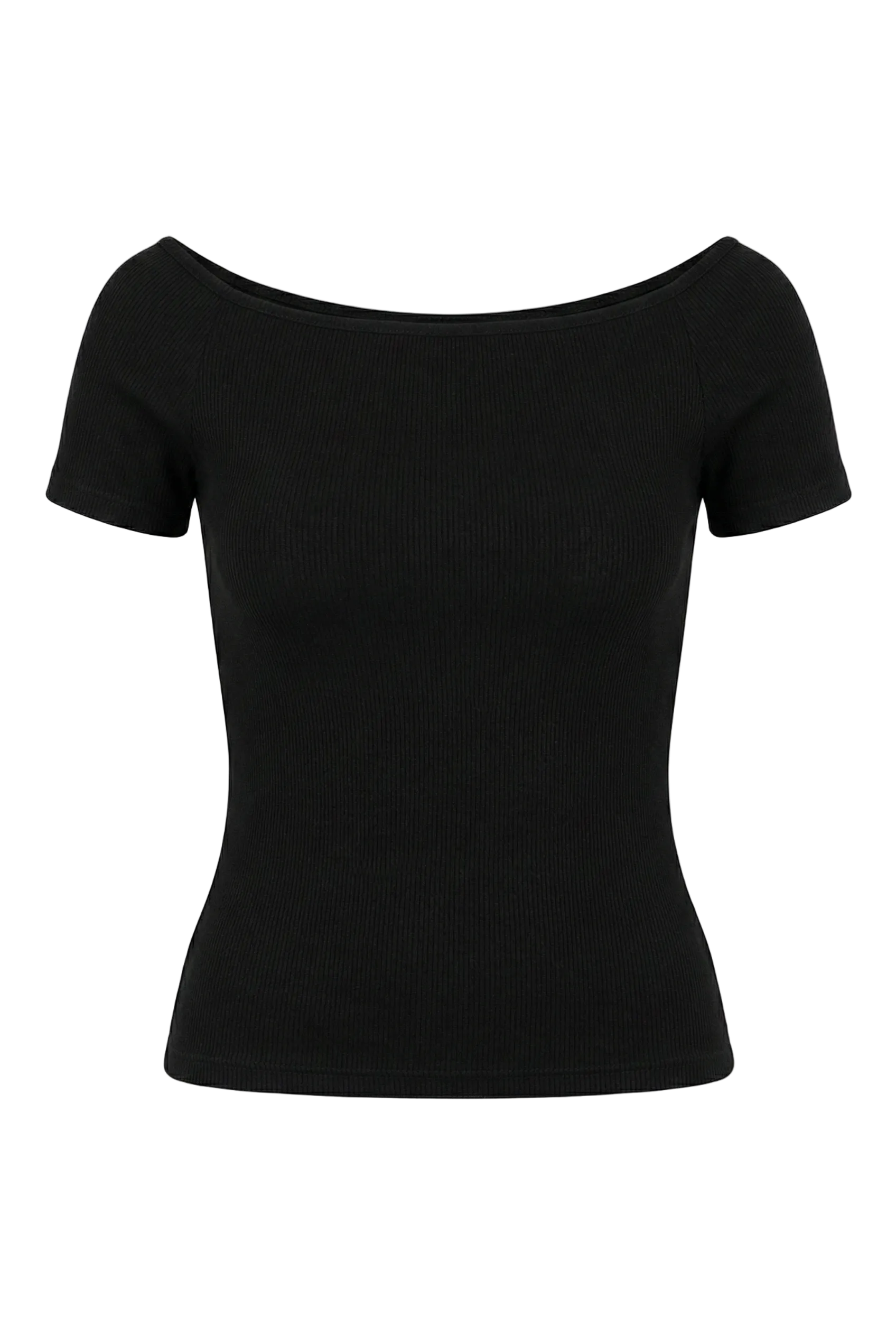 Kadın Dikişsiz Örme Fitilli Kısa Kollu Bluz 9009