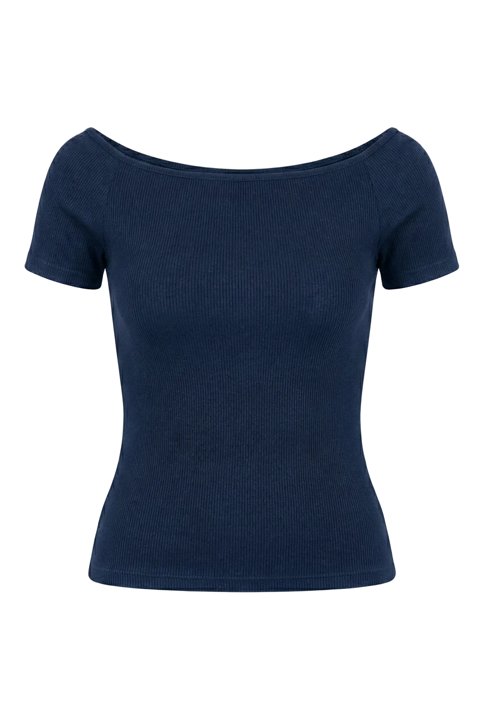 Kadın Dikişsiz Örme Fitilli Kısa Kollu Bluz 9009