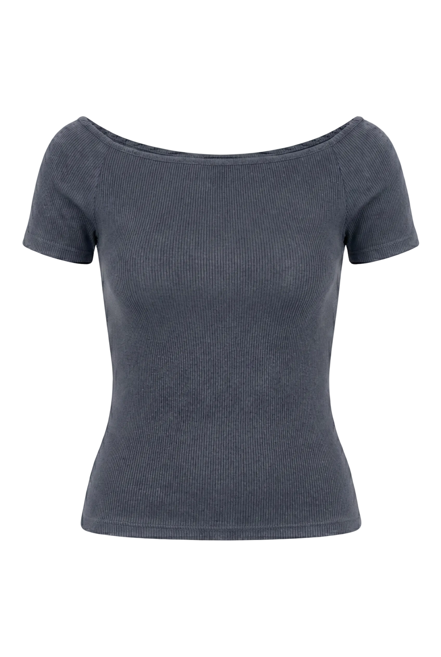 Kadın Dikişsiz Örme Fitilli Kısa Kollu Bluz 9009