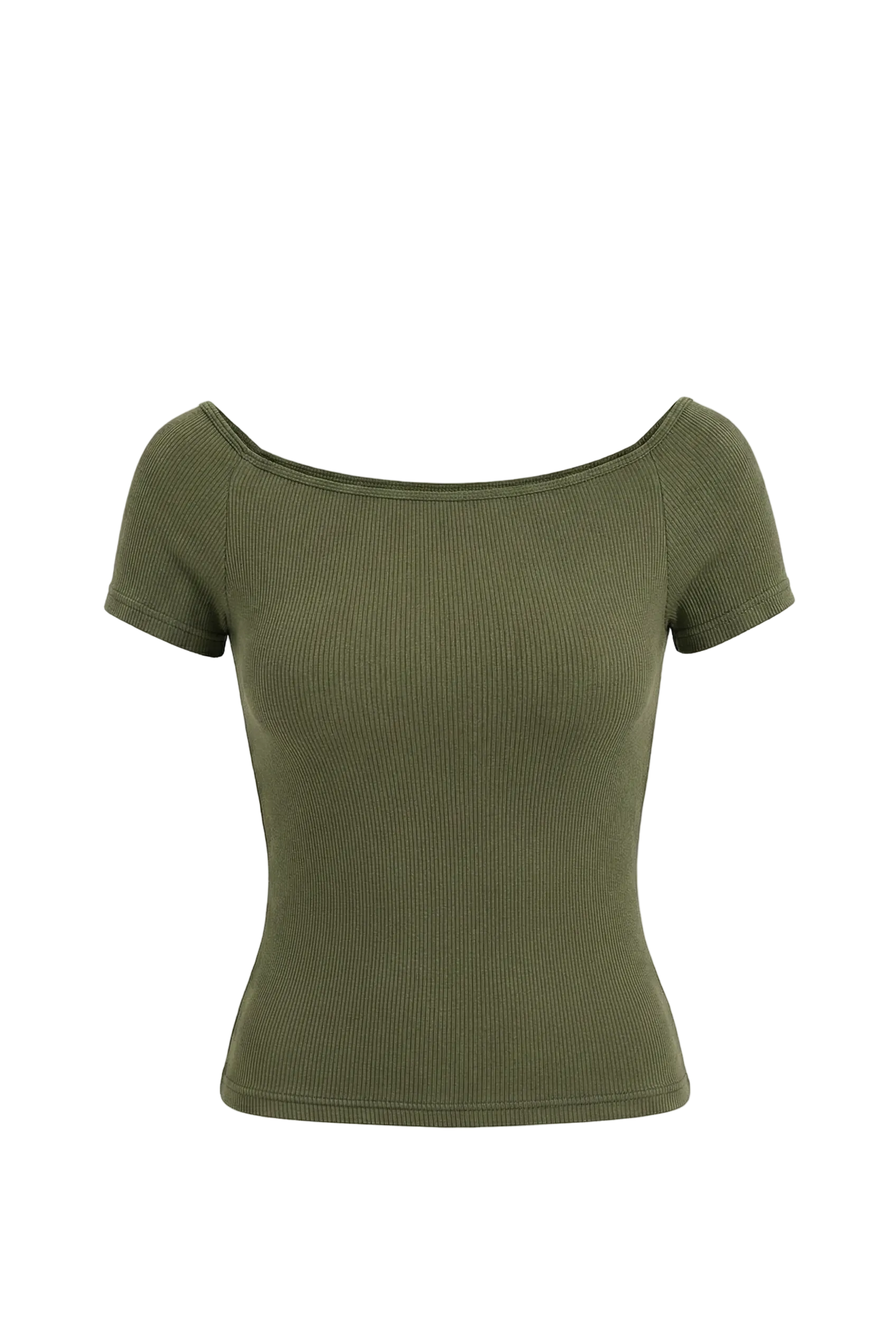 Kadın Dikişsiz Örme Fitilli Kısa Kollu Bluz 9009