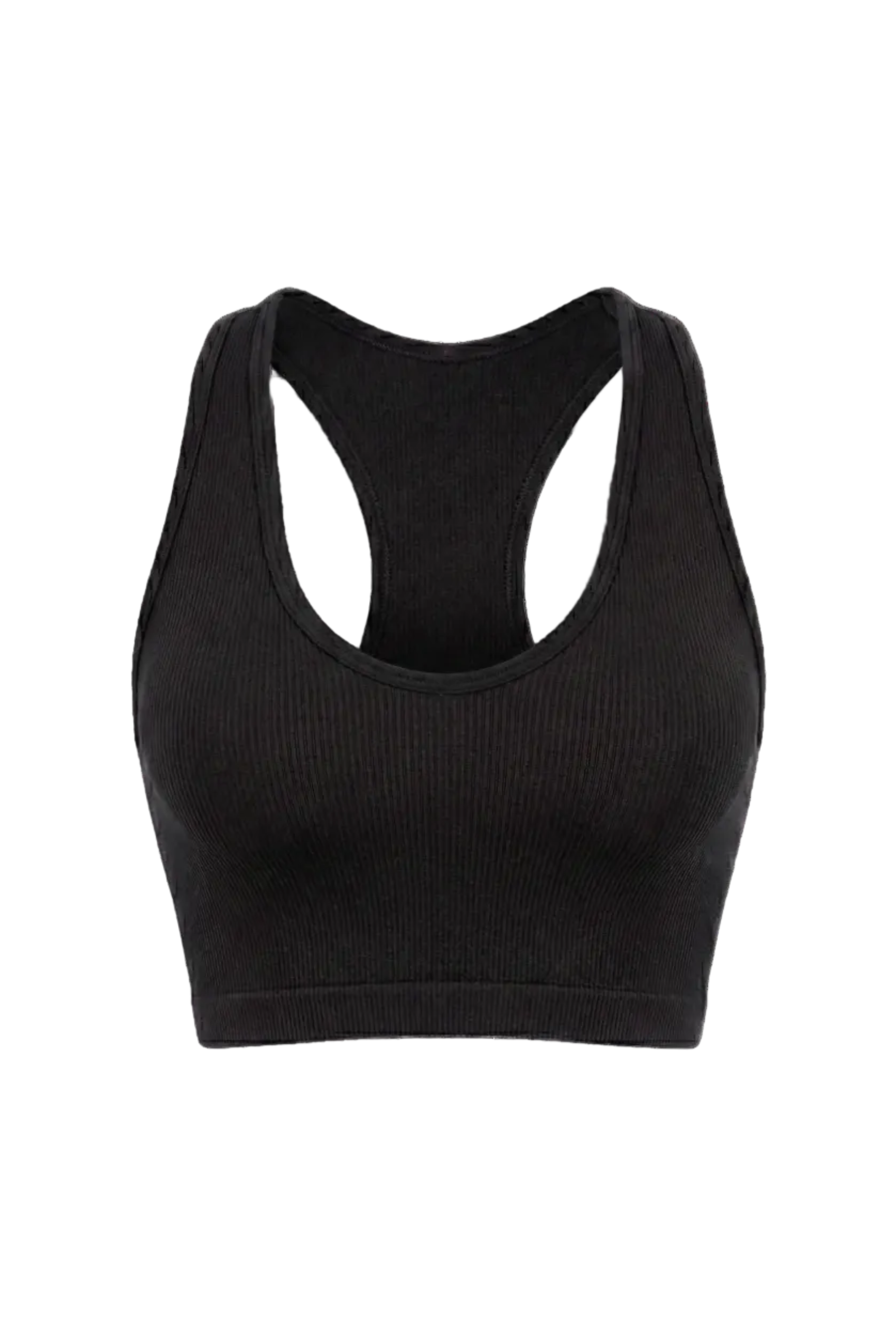 Kadın Dikişsiz Örme Fitilli U Yaka Spor Büstiyer 9011