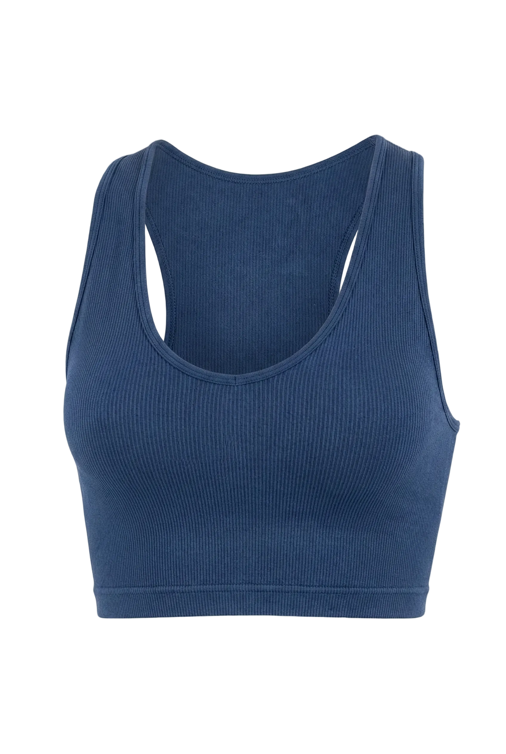 Kadın Dikişsiz Örme Fitilli U Yaka Spor Büstiyer 9011