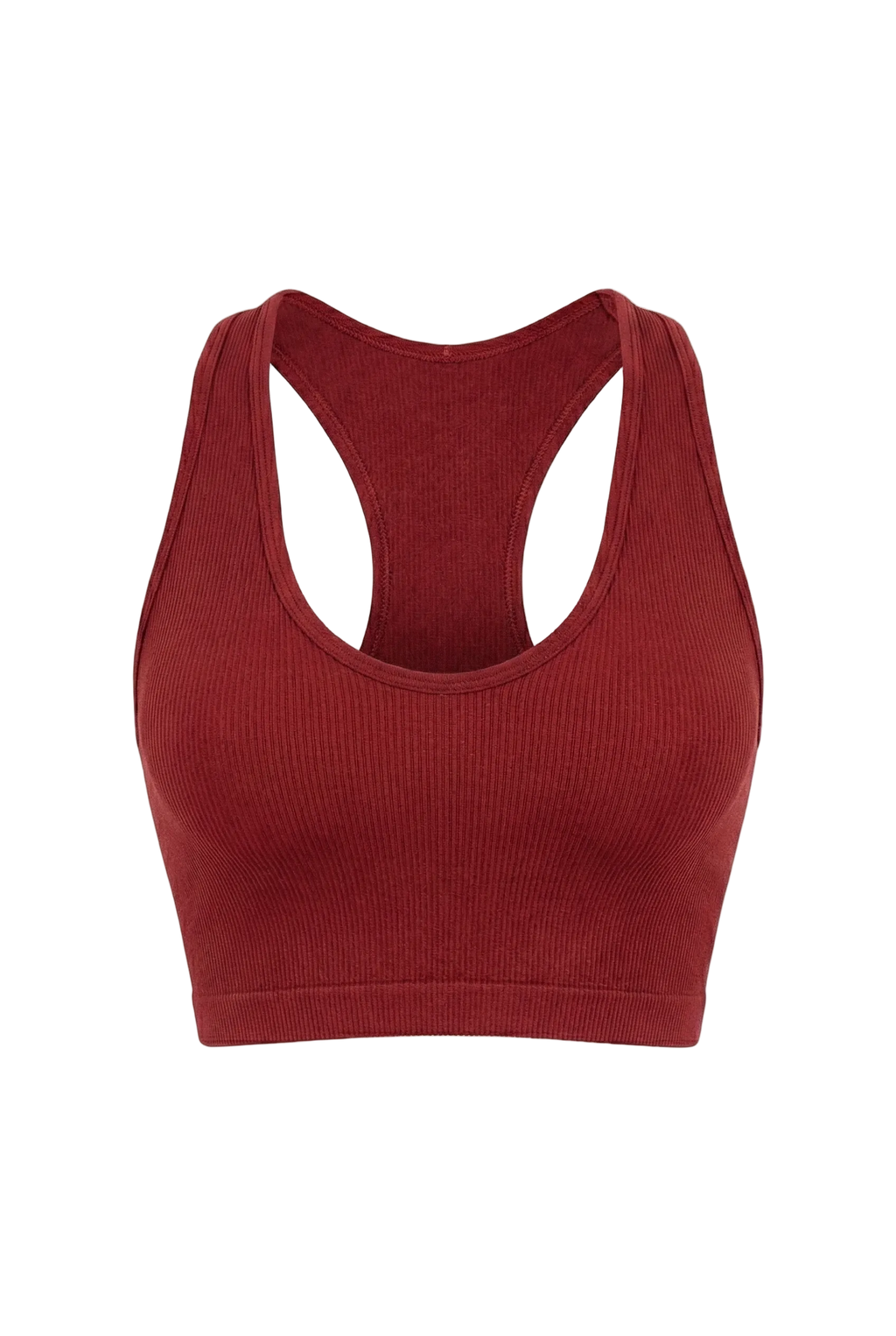 Kadın Dikişsiz Örme Fitilli U Yaka Spor Büstiyer 9011