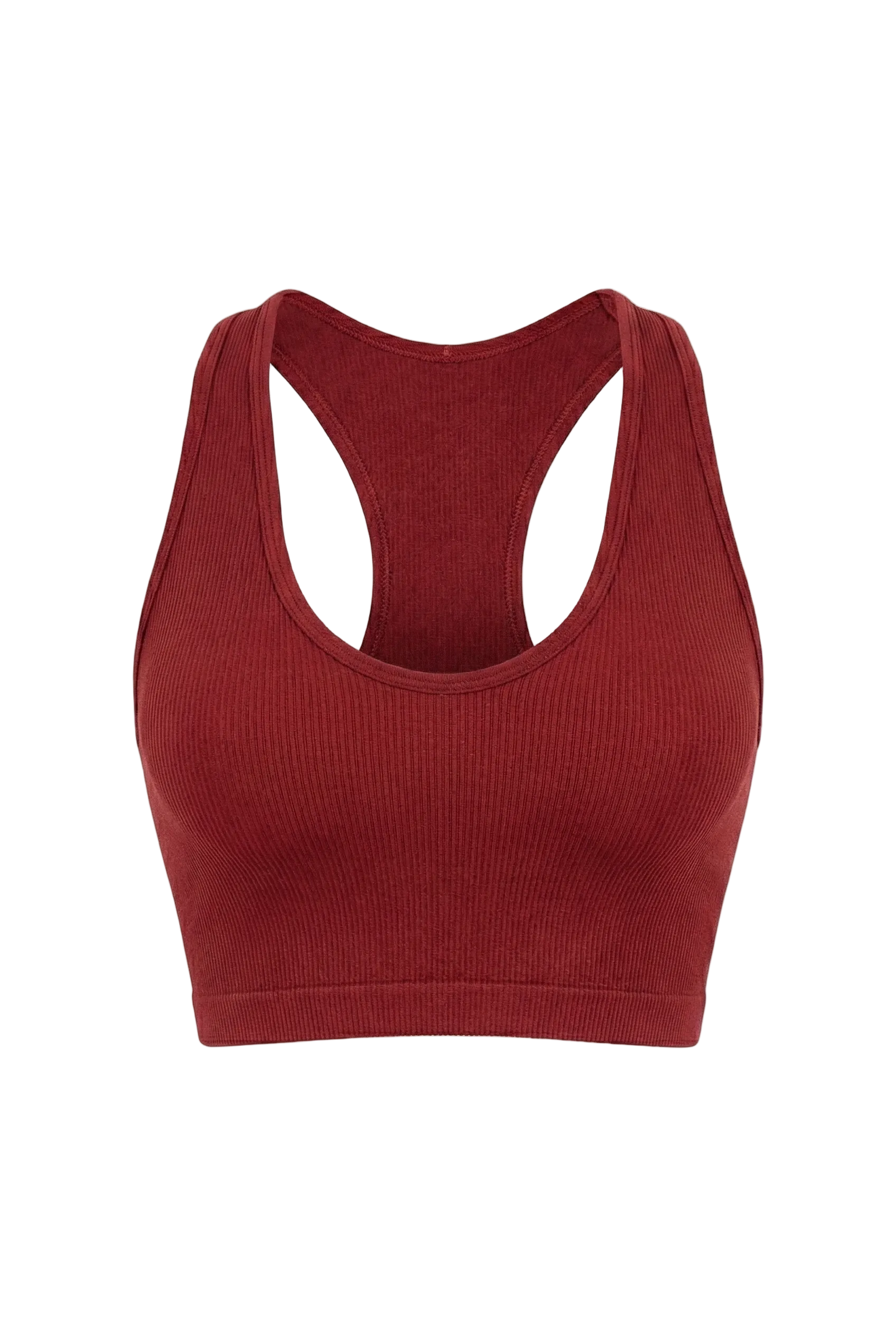 Kadın Dikişsiz Örme Fitilli U Yaka Spor Büstiyer 9011