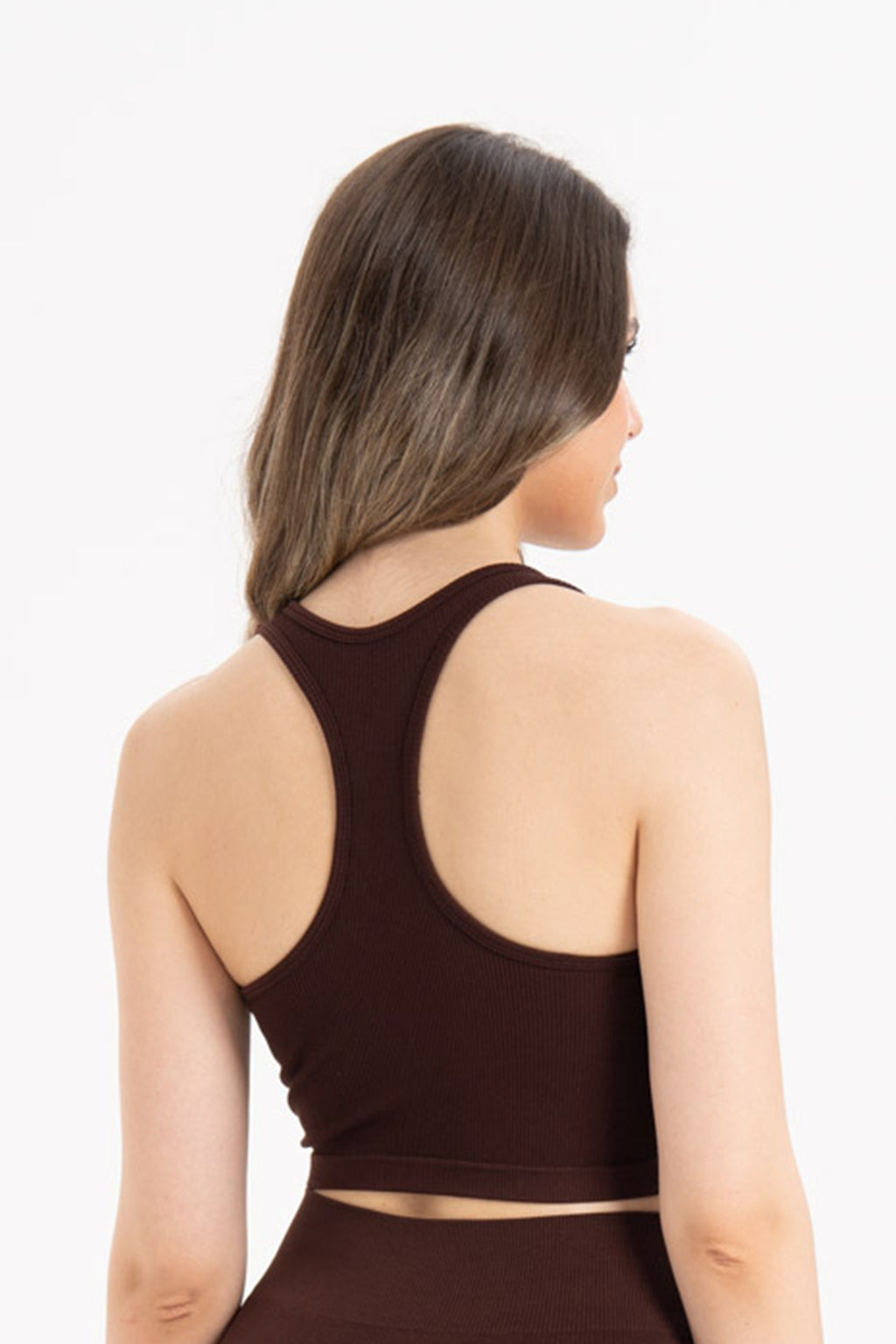 Kadın Dikişsiz Örme Fitilli U Yaka Spor Büstiyer 9011