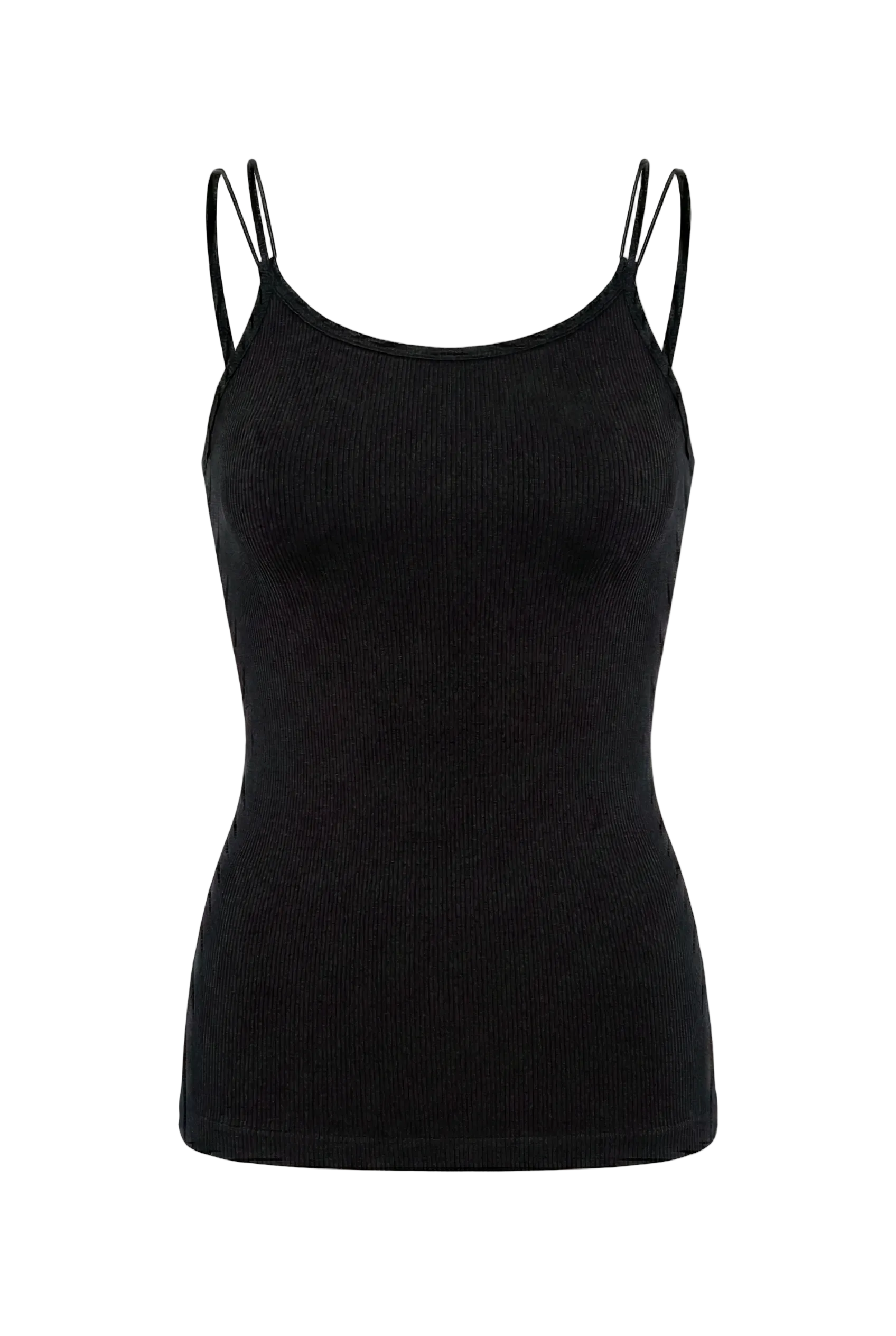 Kadın Dikişsiz Örme Fitilli Kolsuz İp Askılı Bluz 9012