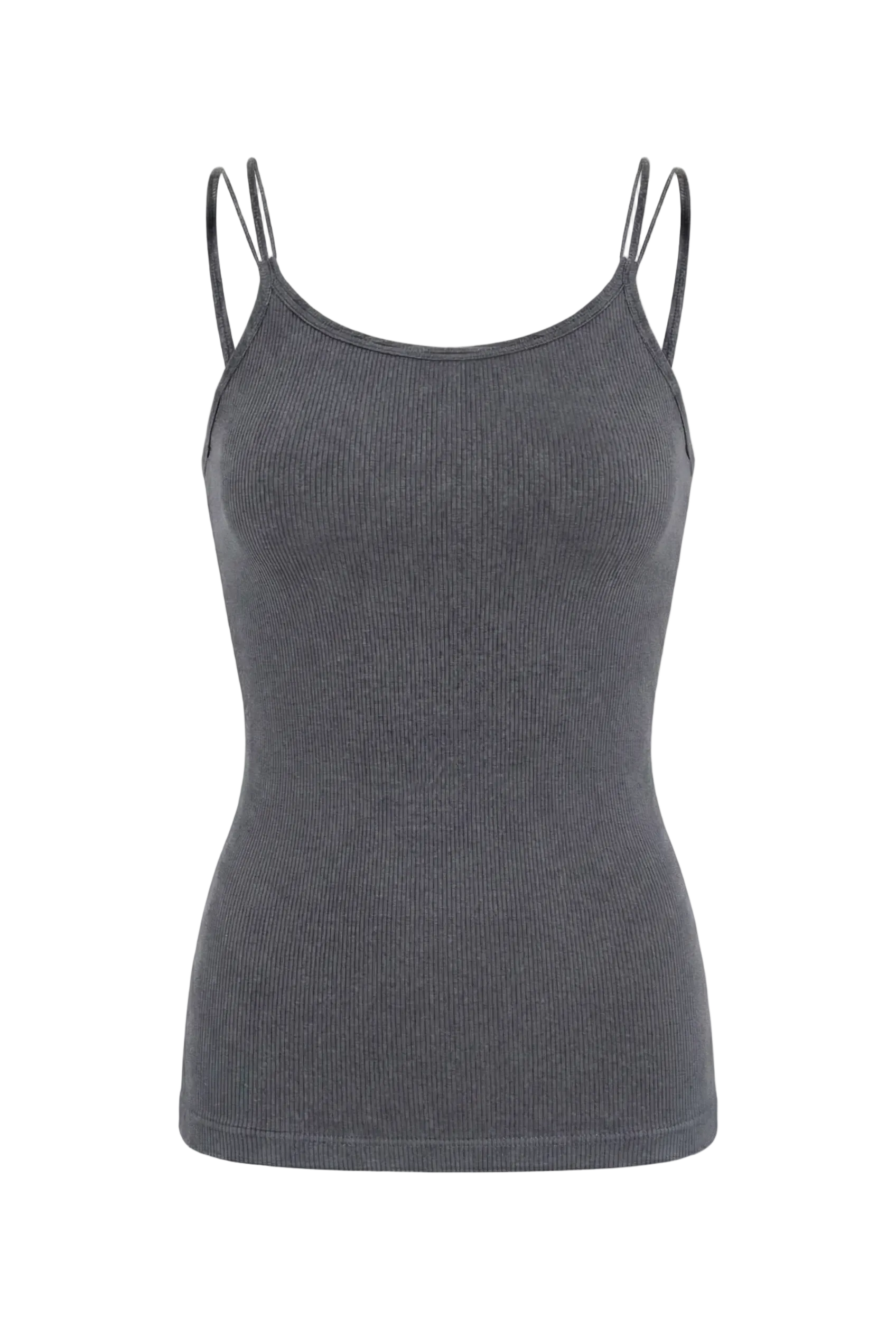 Kadın Dikişsiz Örme Fitilli Kolsuz İp Askılı Bluz 9012