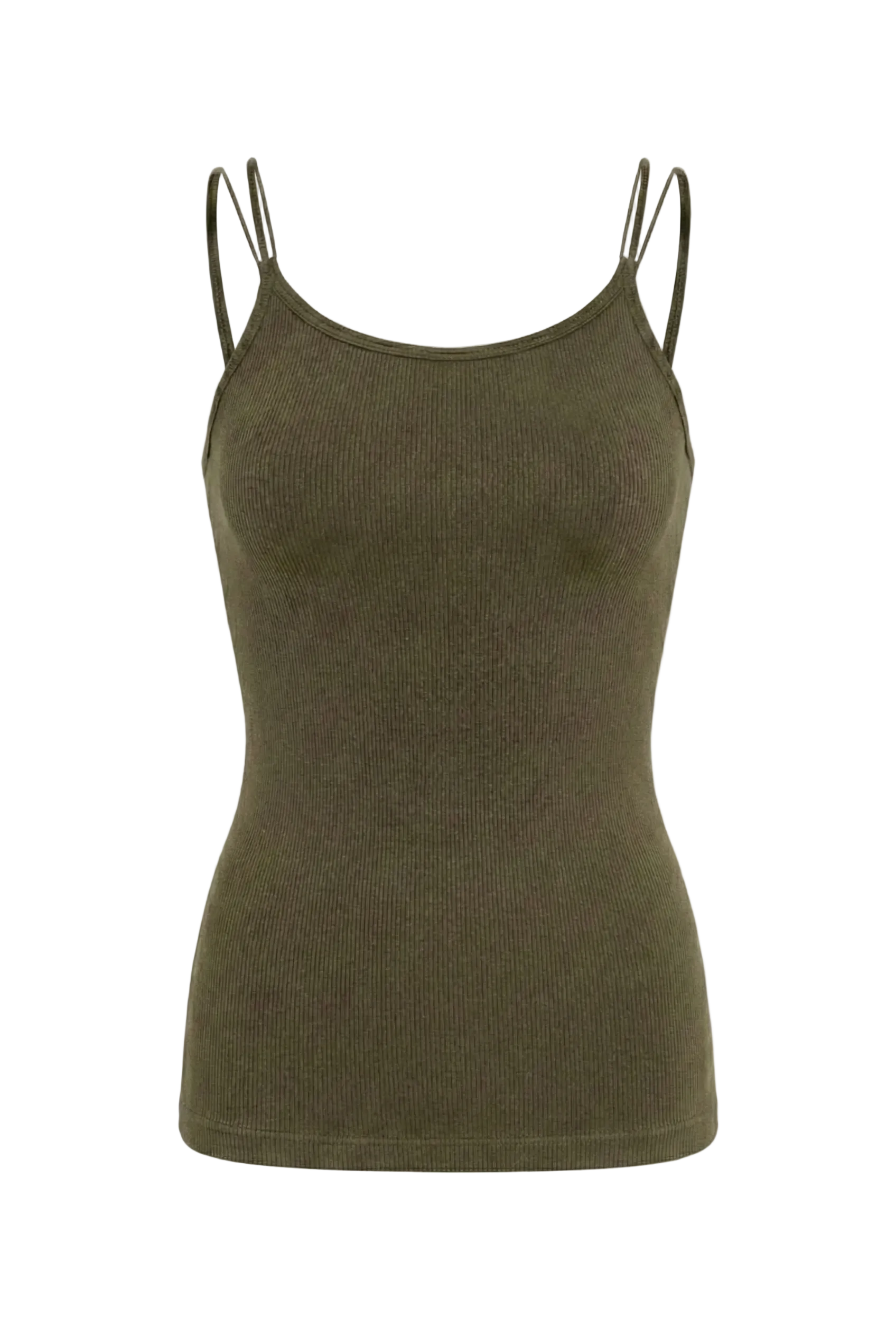 Kadın Dikişsiz Örme Fitilli Kolsuz İp Askılı Bluz 9012