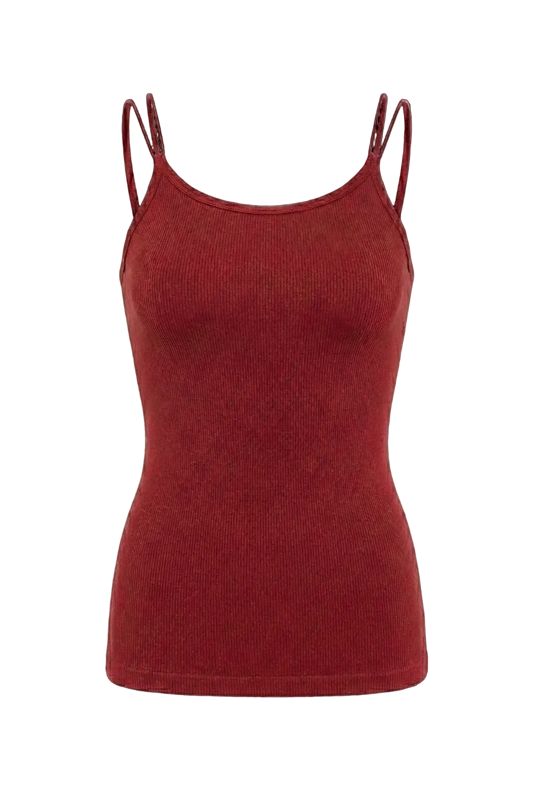 Kadın Dikişsiz Örme Fitilli Kolsuz İp Askılı Bluz 9012