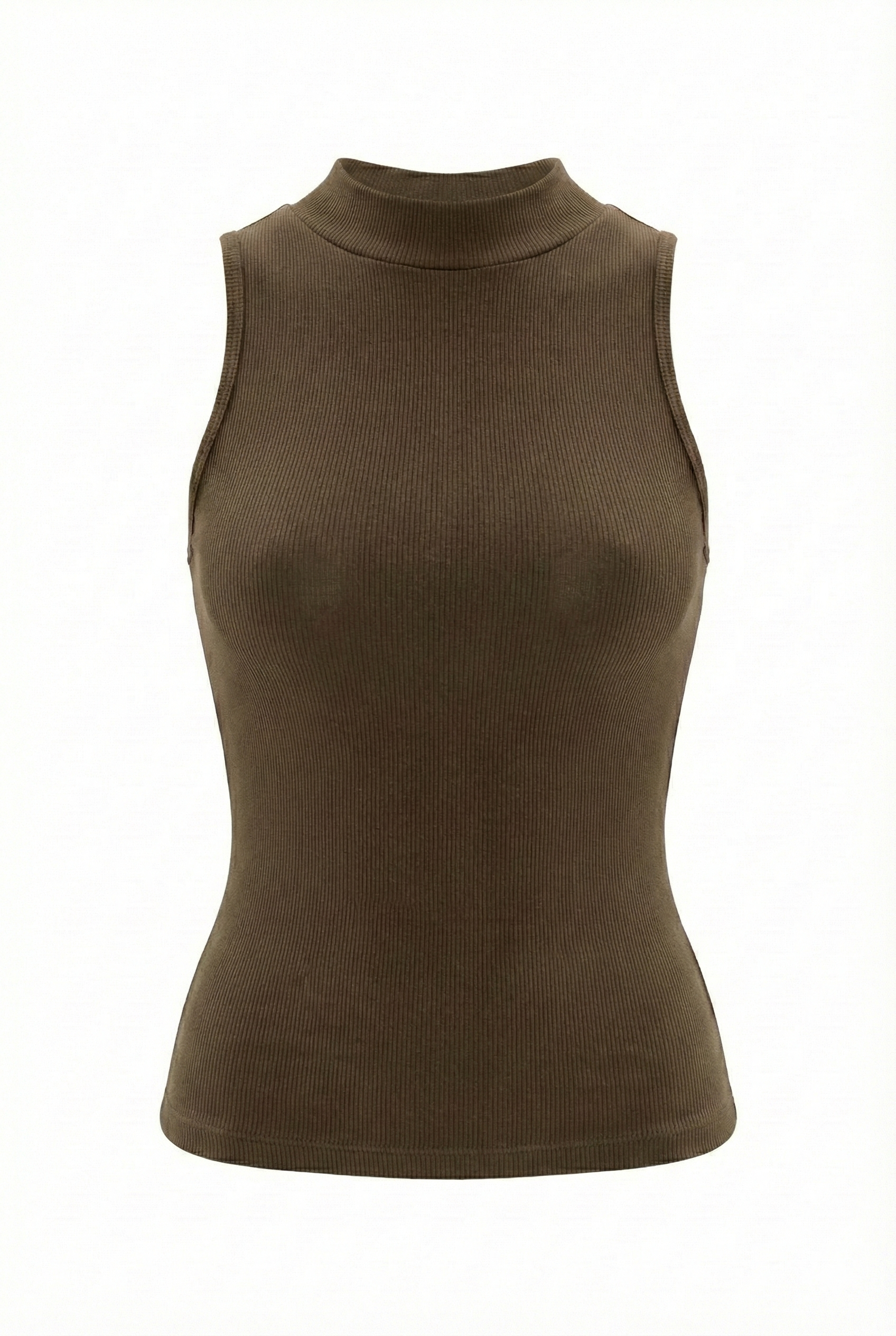 Kadın Dikişsiz Örme Fitilli Kolsuz Boğazlı Bluz 9007