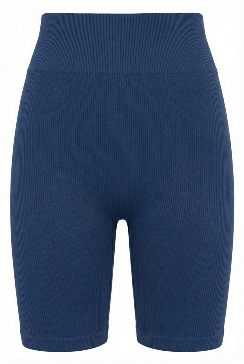 Kadın Dikişsiz Örme Fitilli Orta Boy Biker Şort 9005